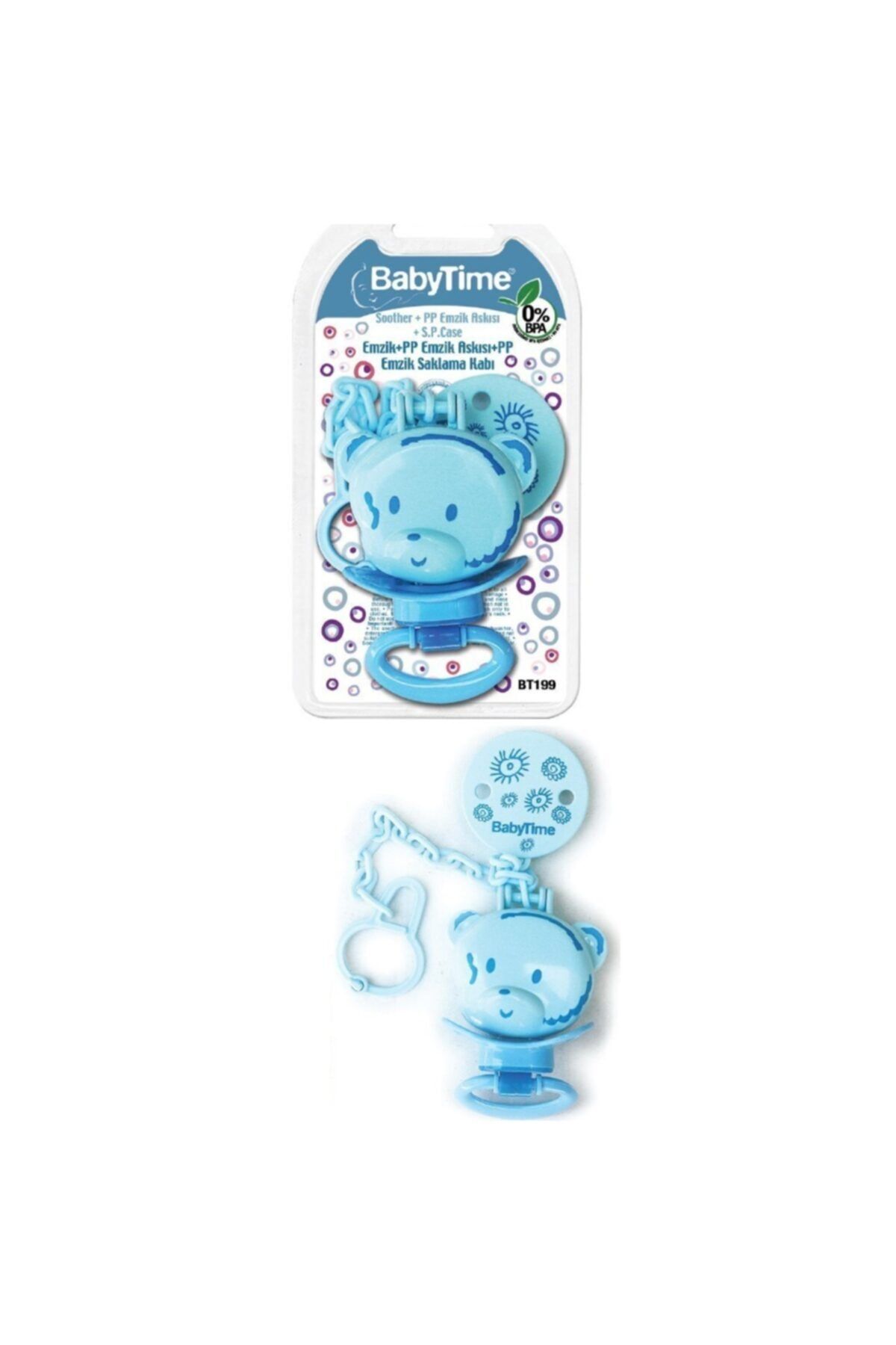 Babytime Emzik Saklama Kabı Emzik Askısı Emzik Mavi