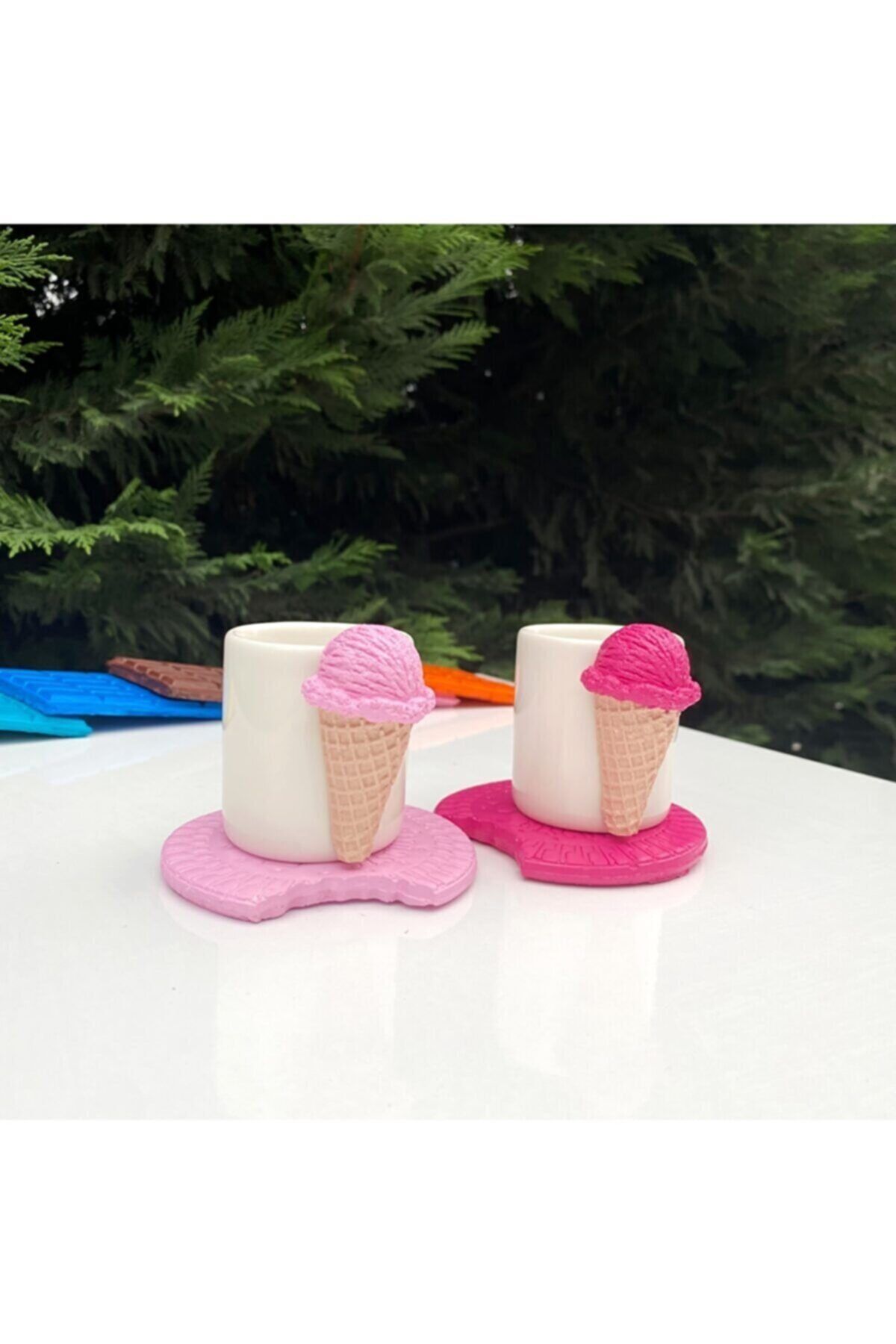 Porland 2'li Pembe Fuşya Tek Top Dondurma Kahve Fincanı