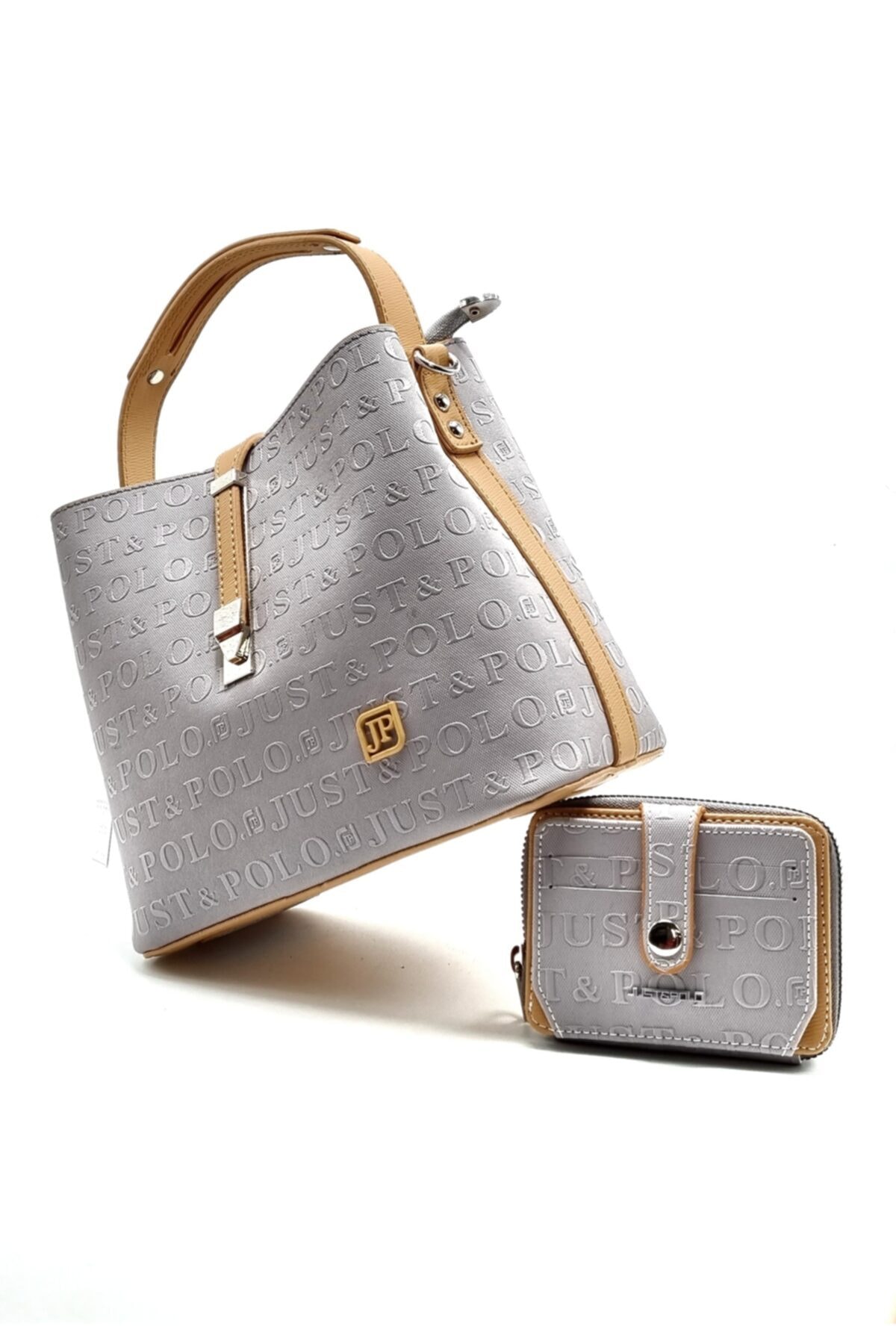 Just Polo Kadın Kum Rengi Çanta Cüzdan Kombini