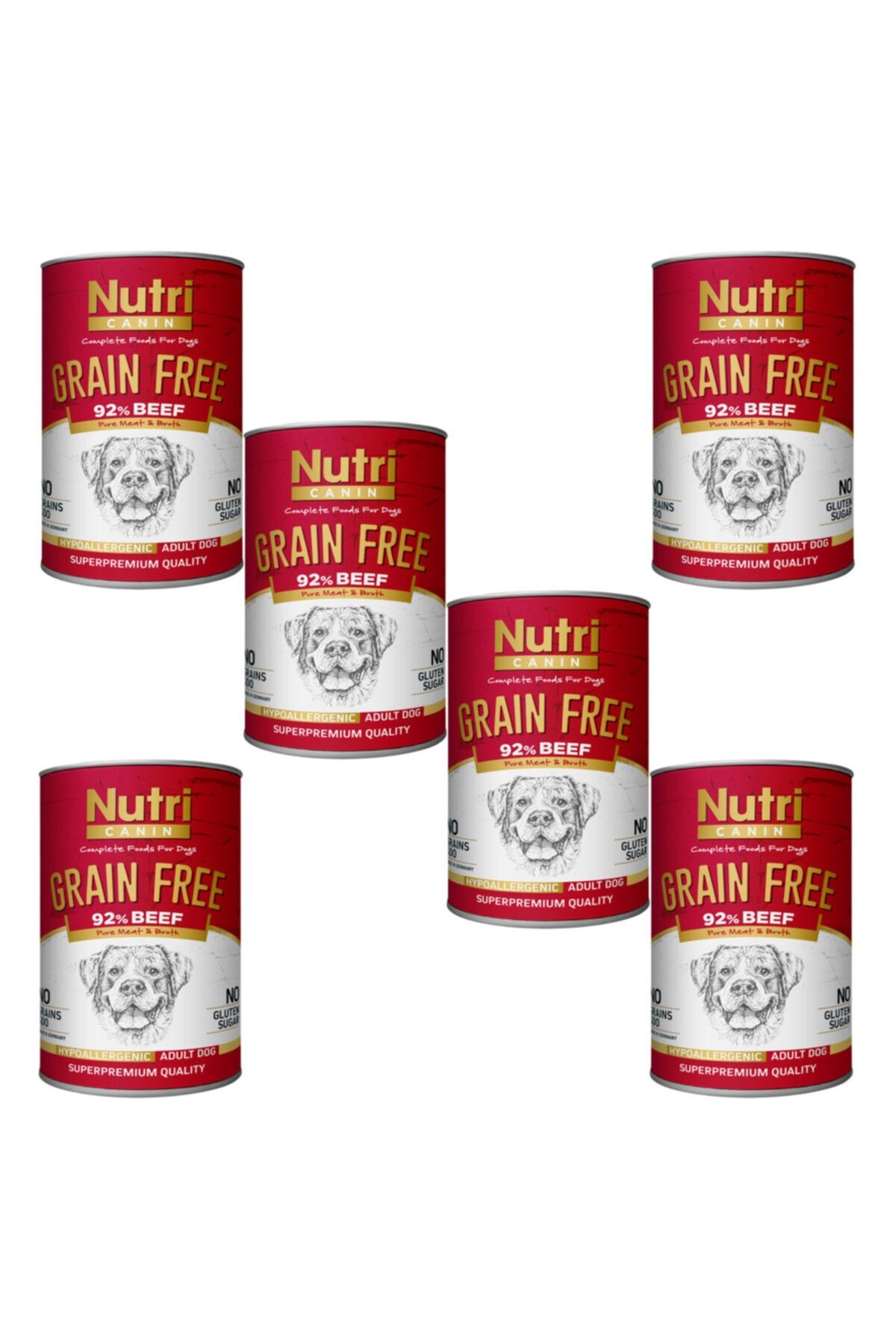 Nutri Canin Sığır Etli Tahılsız 400 gr Adult Nutri Yaş Köpek Maması 6 Adet