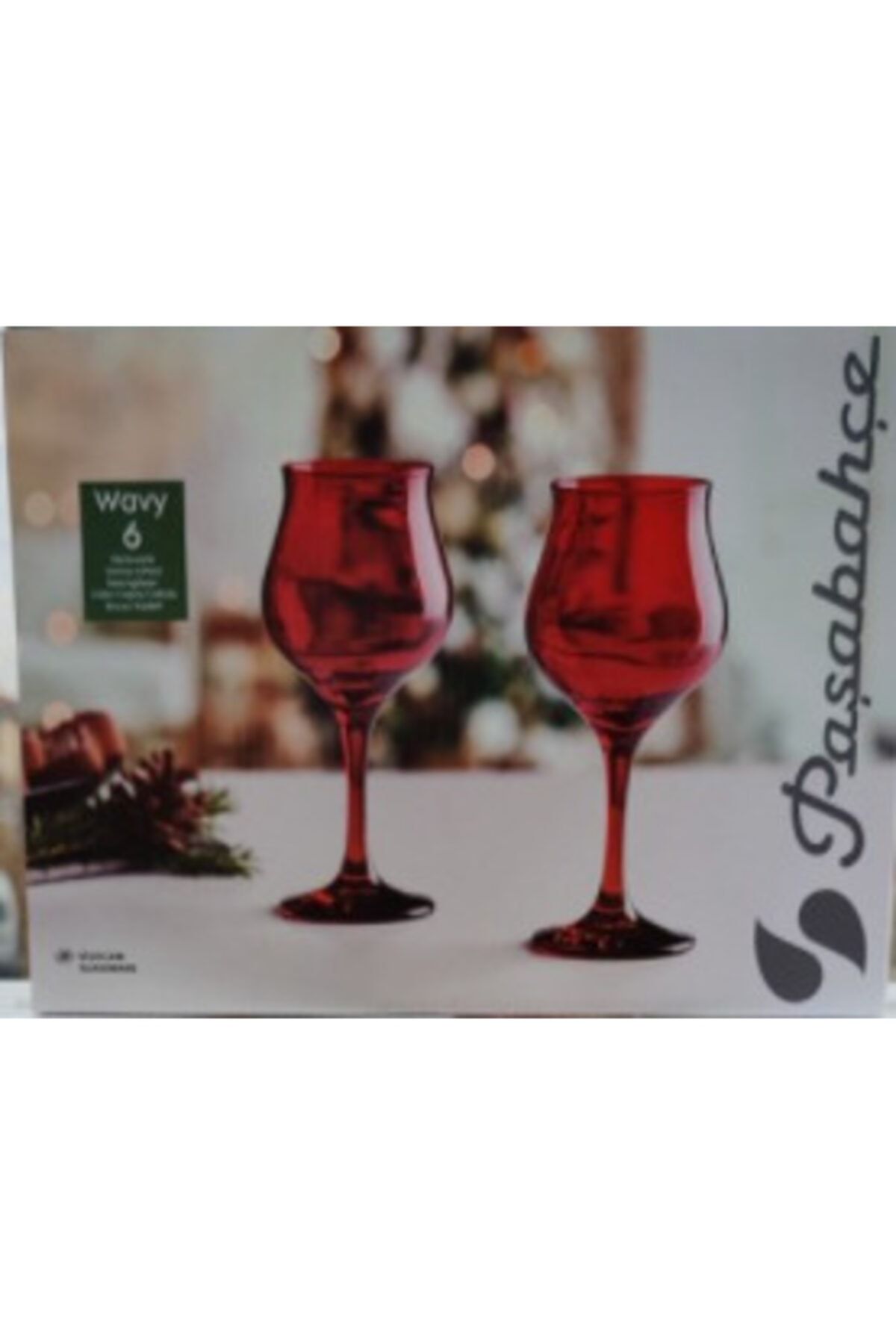 Paşabahçe Wavy Kırmızı Ayaklı Bardak 6'lı
