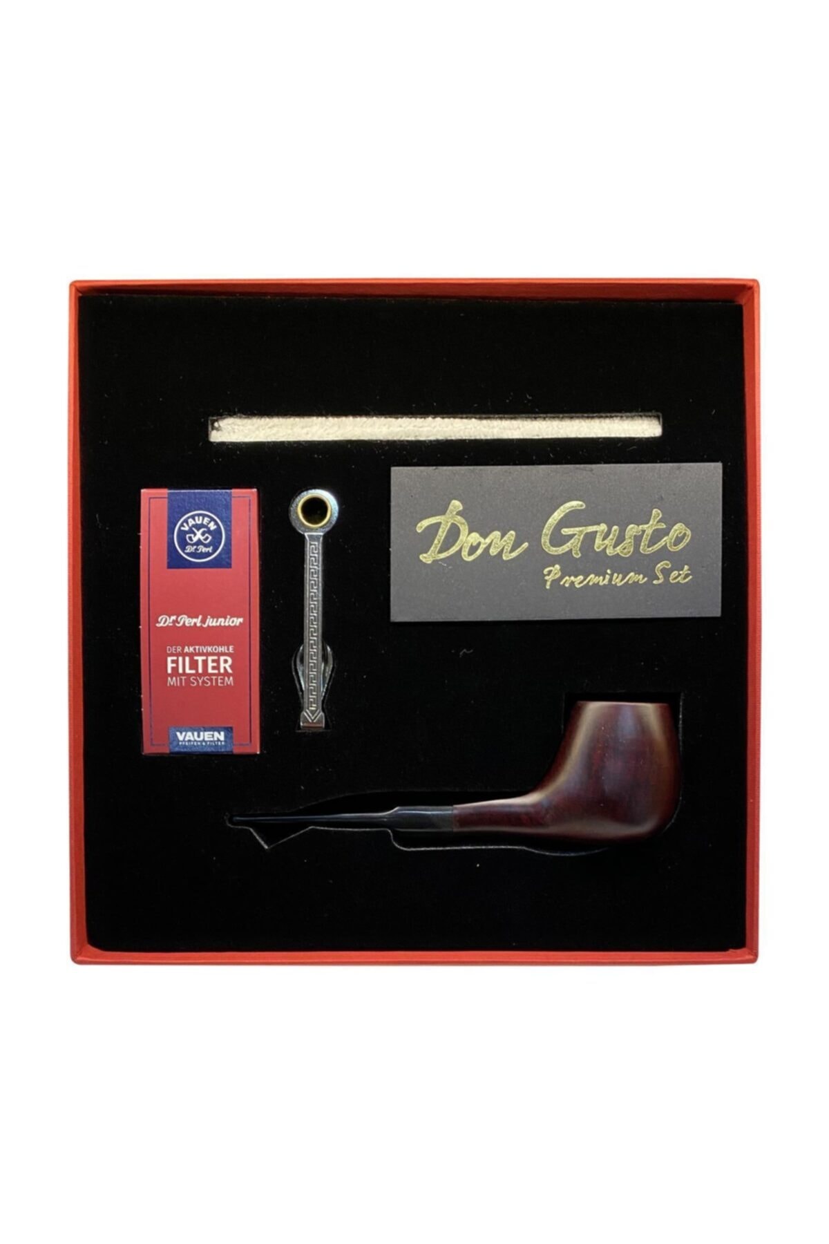 Don Gusto Atomic German 9mm Gül Ağacı Pipo Seti Düz Vişne Bordo