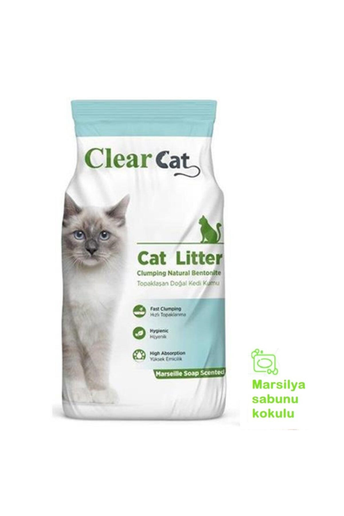 Clear Cat İnce Sabunlu Topaklanan Doğal Bentonit Kedi Kumu 10 kg