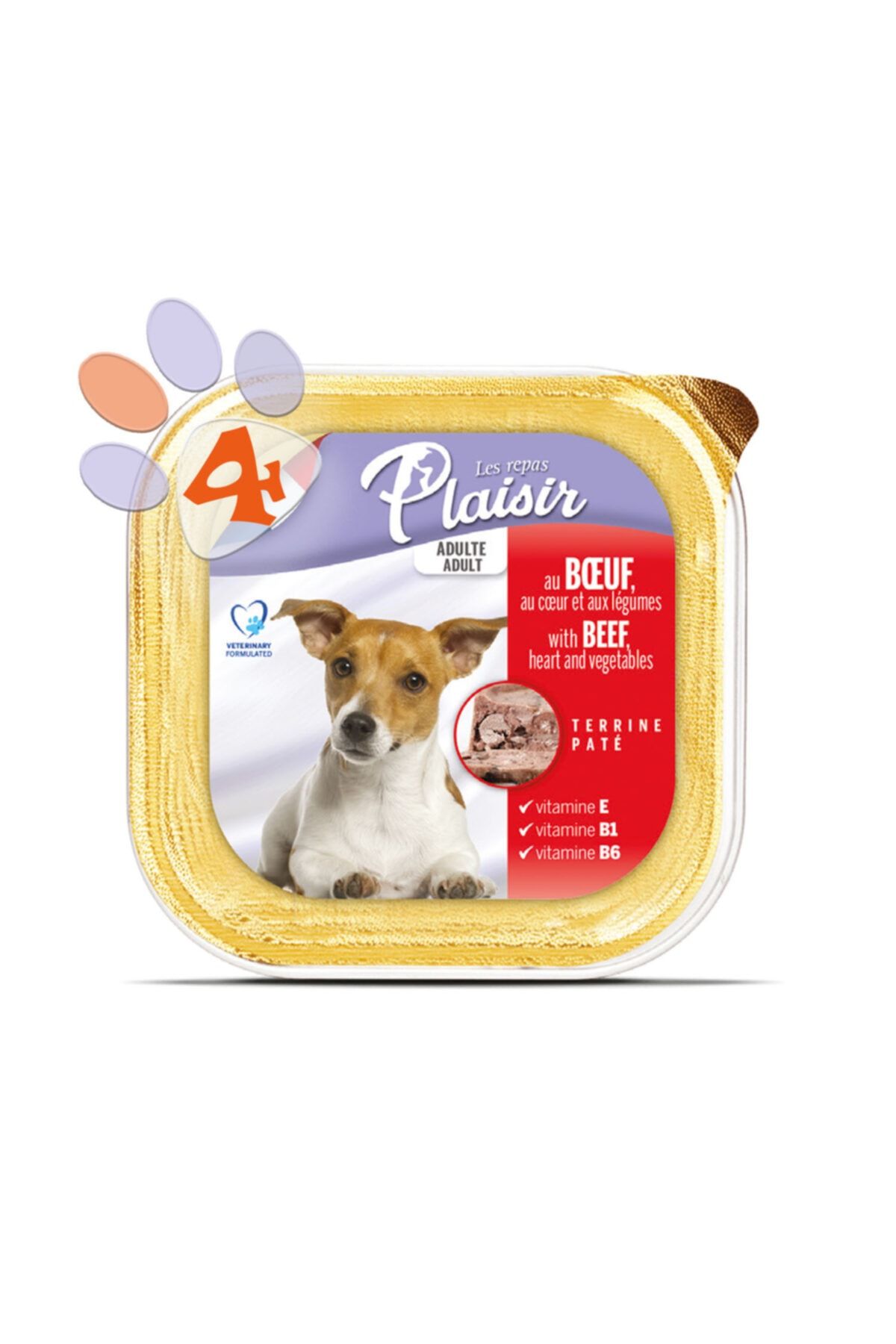 Plaisir Pate Sığır Etli 150gr Yaş Köpek Maması 4adet