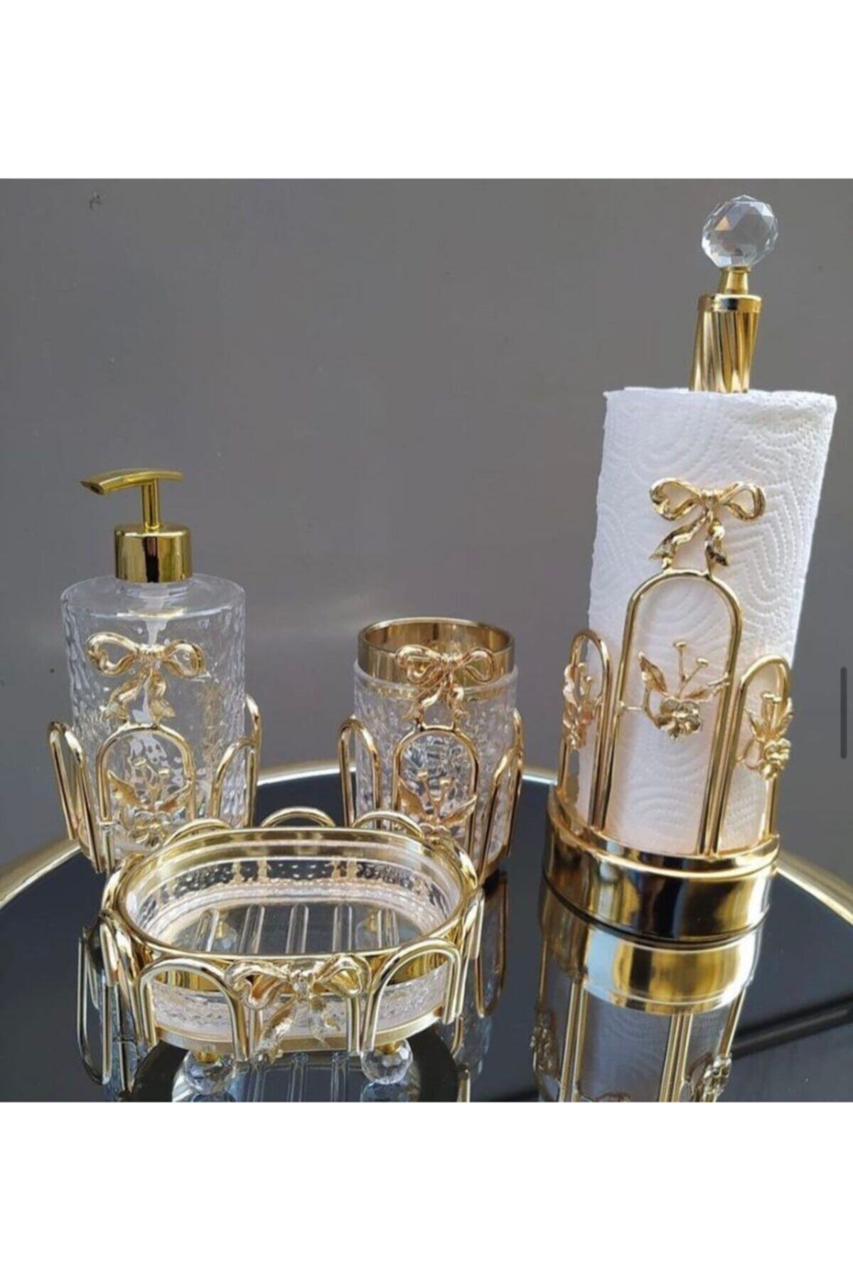 İmren Collection 3 Lü Sabunluk Set Ve Rulo Peçetelik Set