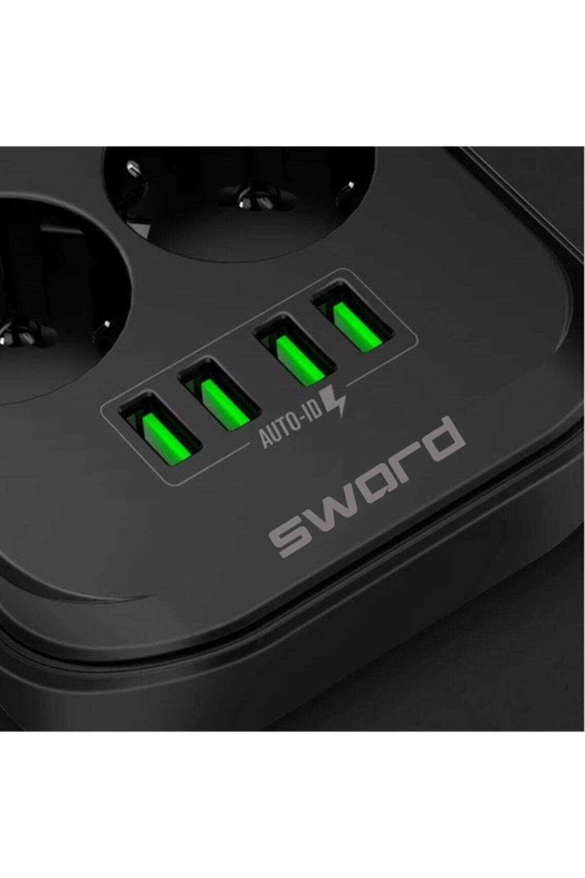 SWORD 6 Prizli + 4 Usb Girişli Uzatma Kablosu