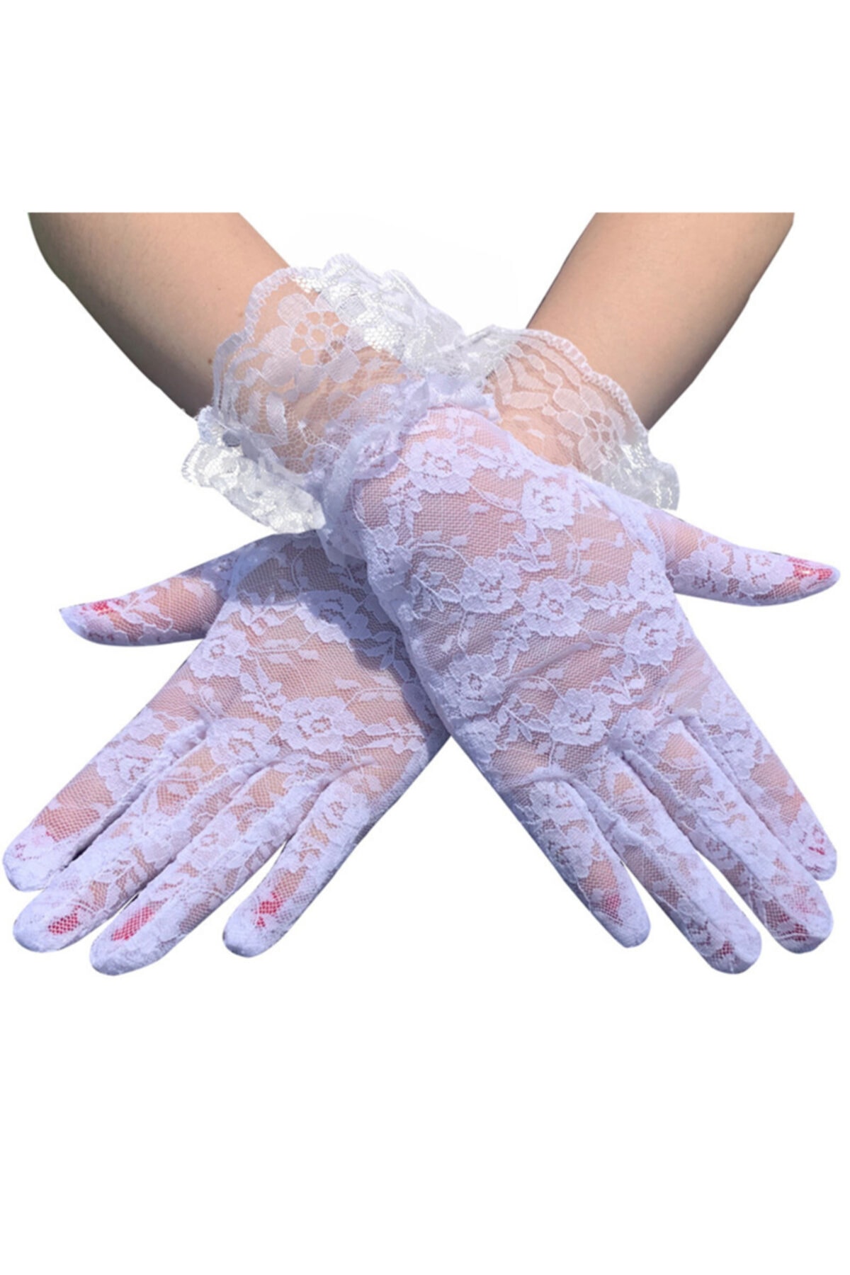 MİSSDURU Bilek Boyu Yetişkin Dantel Eldiven Güpürlü