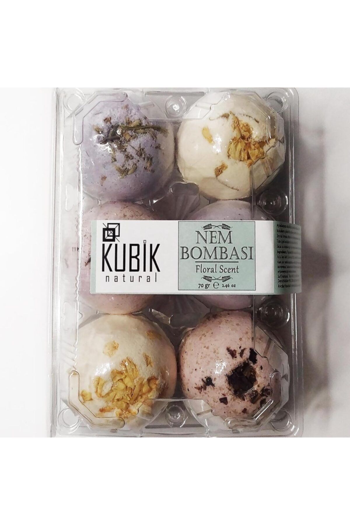 Kubik Natural Çiçeksi Kokular Orta Boy Banyo Topu 70 gr X 6 Adet