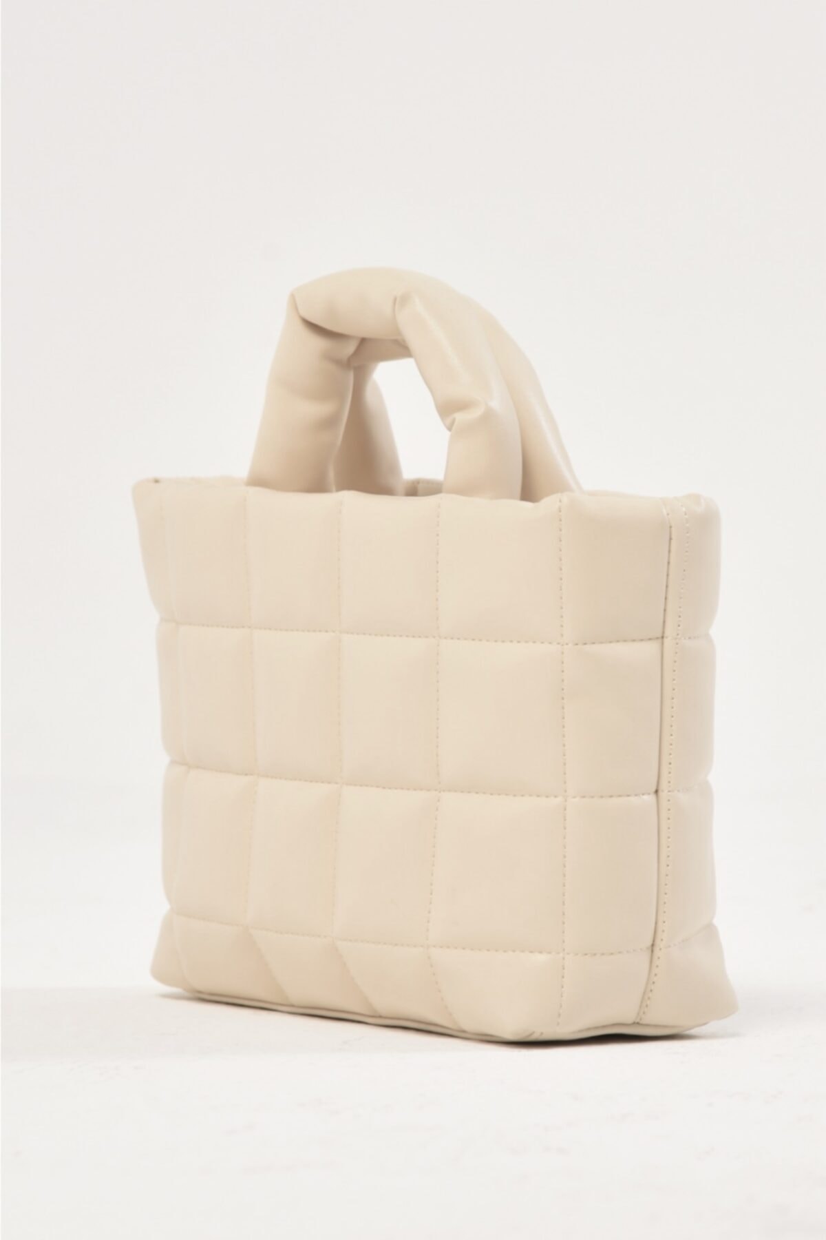 Ludo Vico Kadın Kapitoneli Mini Tote Çanta Krem