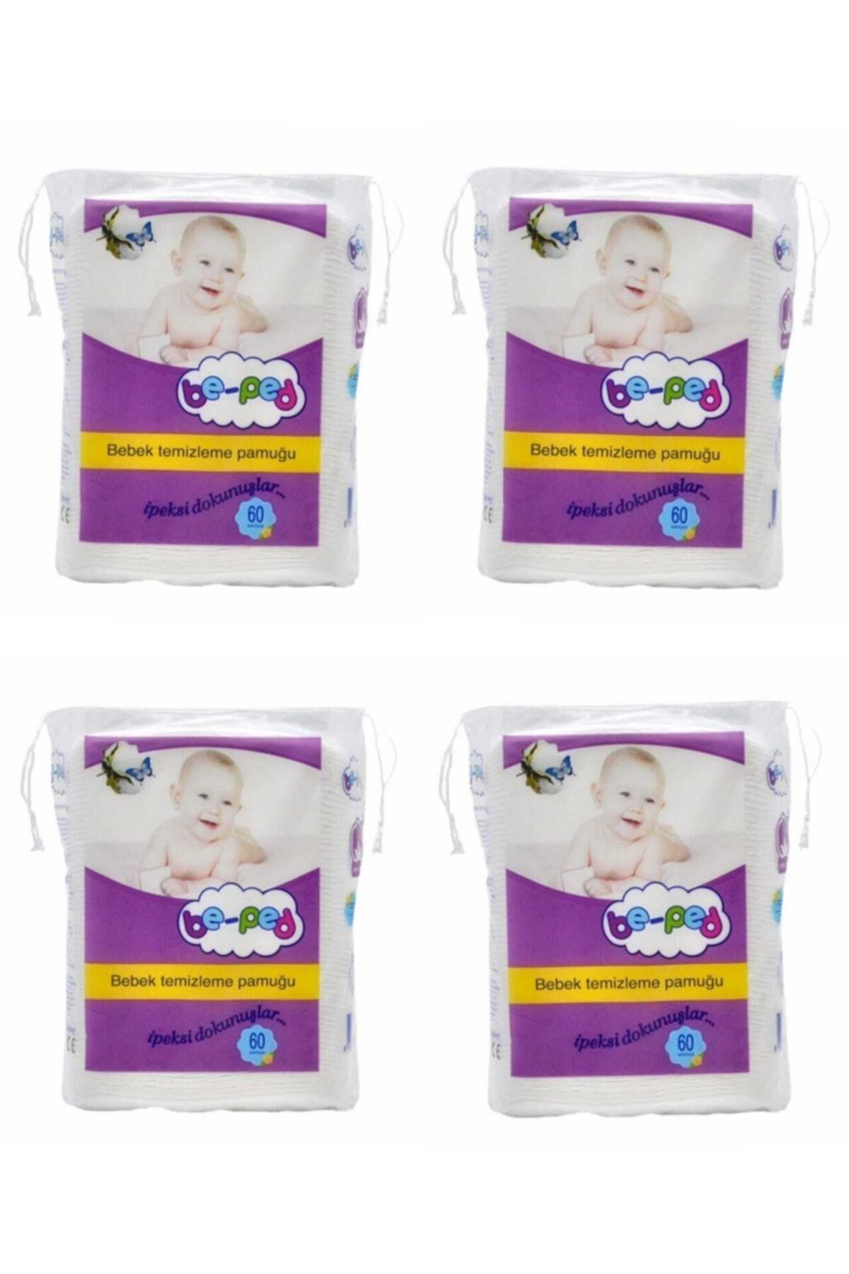 BEPED Bebek Temizleme Pamuğu 60'lı Paket x 4 Adet