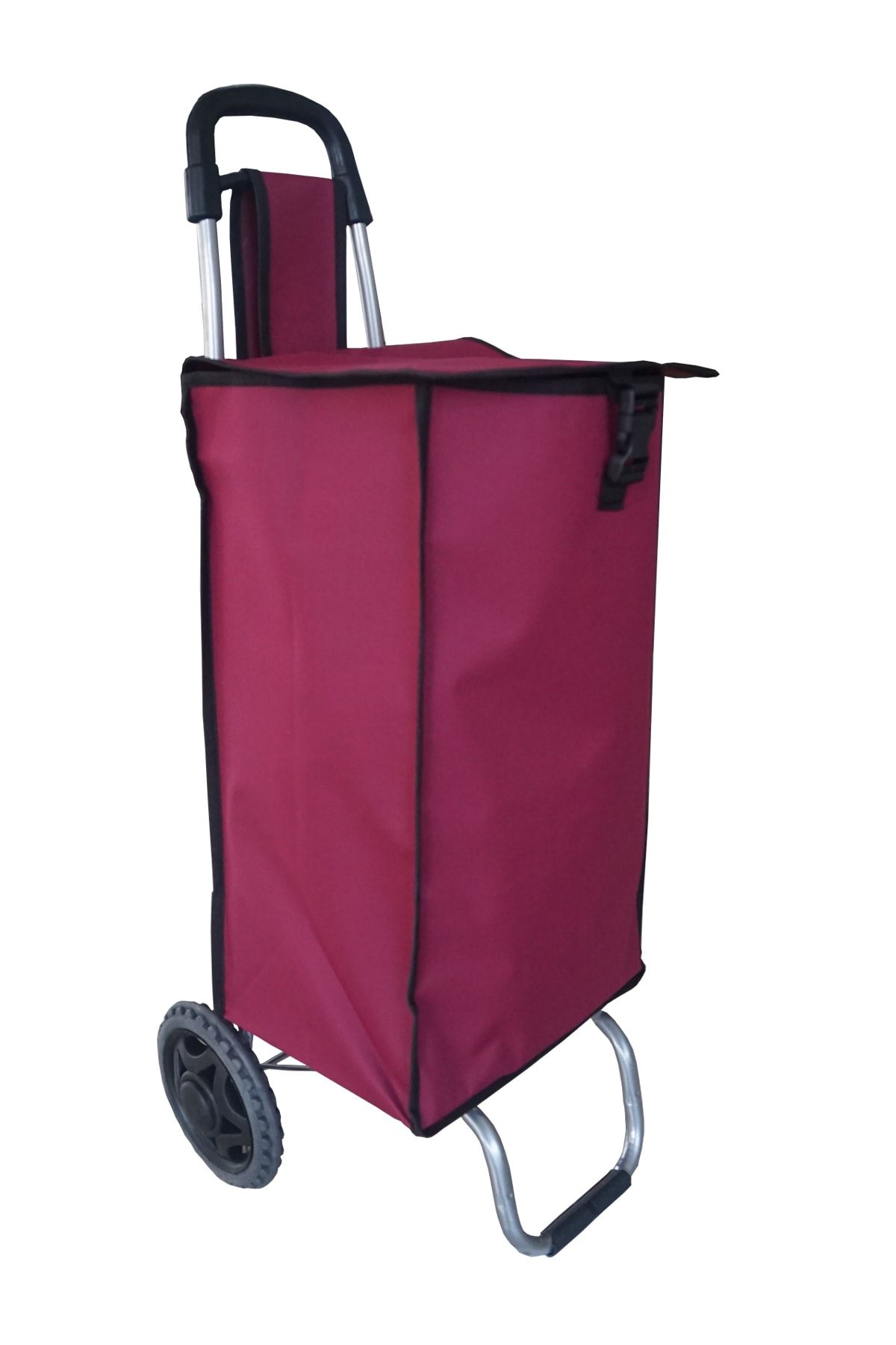 Laura Butik Pazar Arabası Katlanabilir Çok Amaçlı Tekerlekli Market Çarşı Arabası Pazar Arabası -bordo