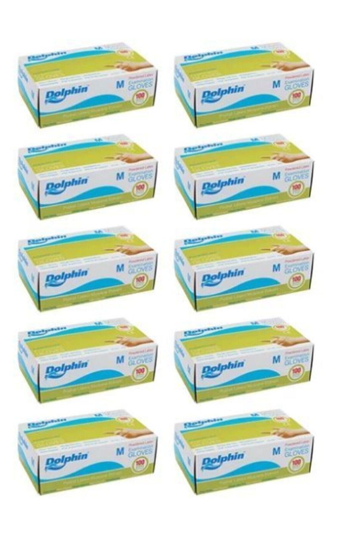 Dolphin Dolphın Beyaz Pudralı Lateks M Beden Eldiven 10x100 Adet Emektoptan