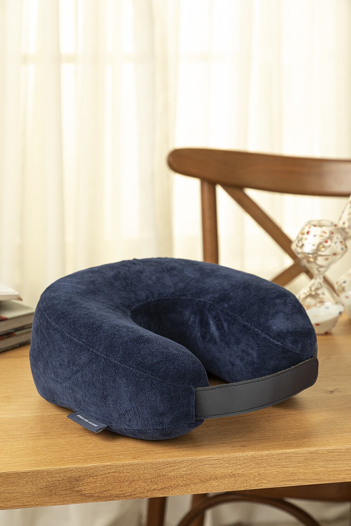 English Home Theraphy Visco Boyun Yastığı 30x28x12 Cm Lacivert