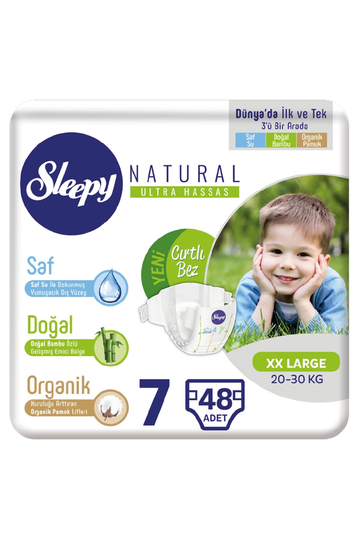 Sleepy Natural Bebek Bezi 7 Numara Xxlarge 48 Adet (20-30 KG)