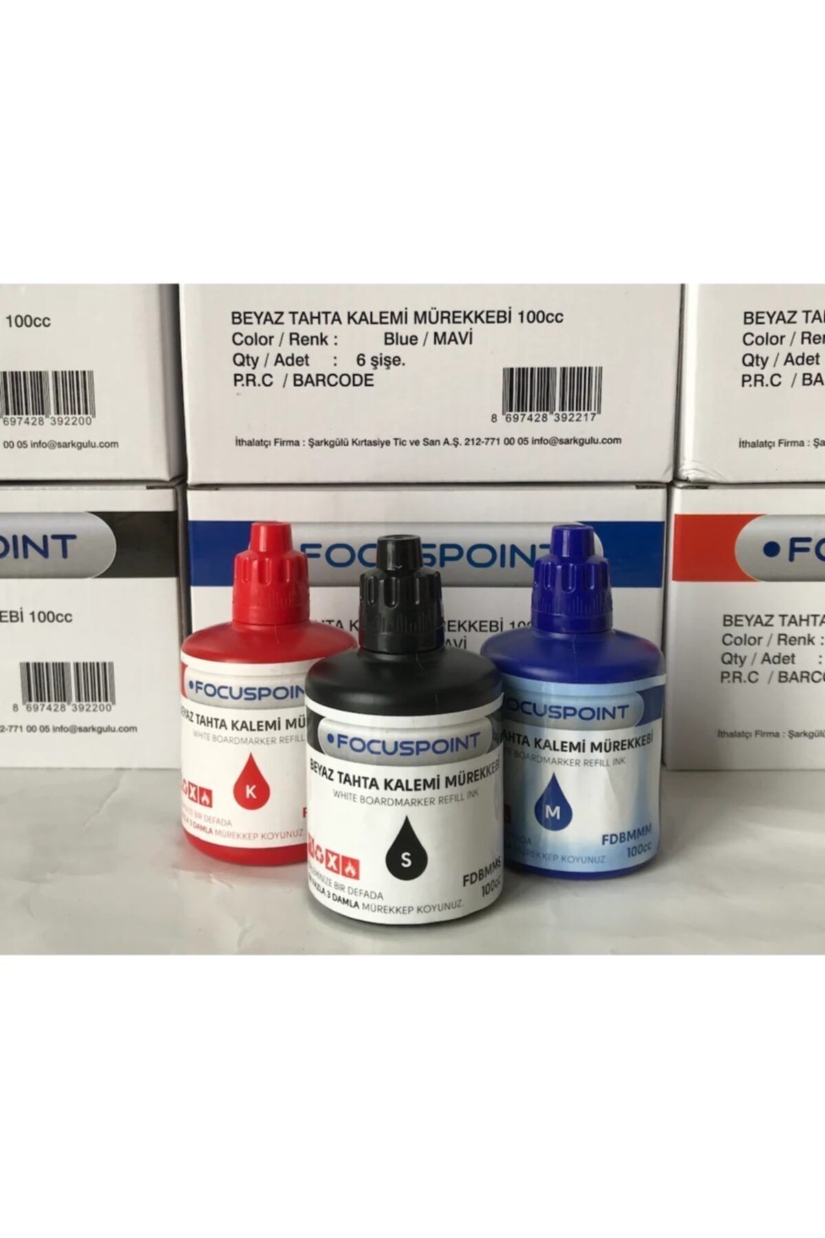 Focuspoint Beyaz Tahta Kalemi Mürekkebi. Kırmızı Renkli. 100 Ml.