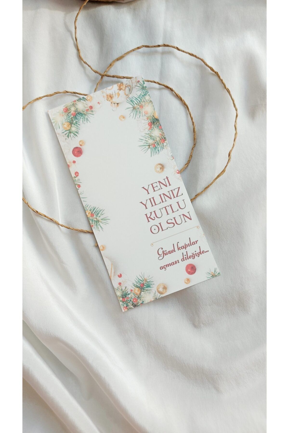 Çikoleyt Design Makrome Kartı - Yeni Yılınız Kutlu Olsun Kartı (9,5x19cm) 20 Adet