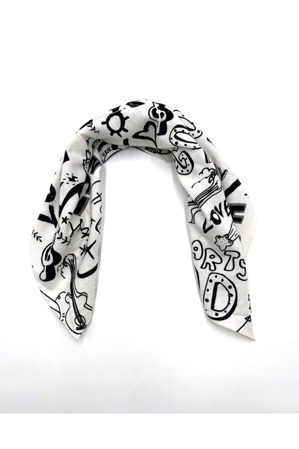 Naz Ipek Yazılı Pamuklu Bandana Fular