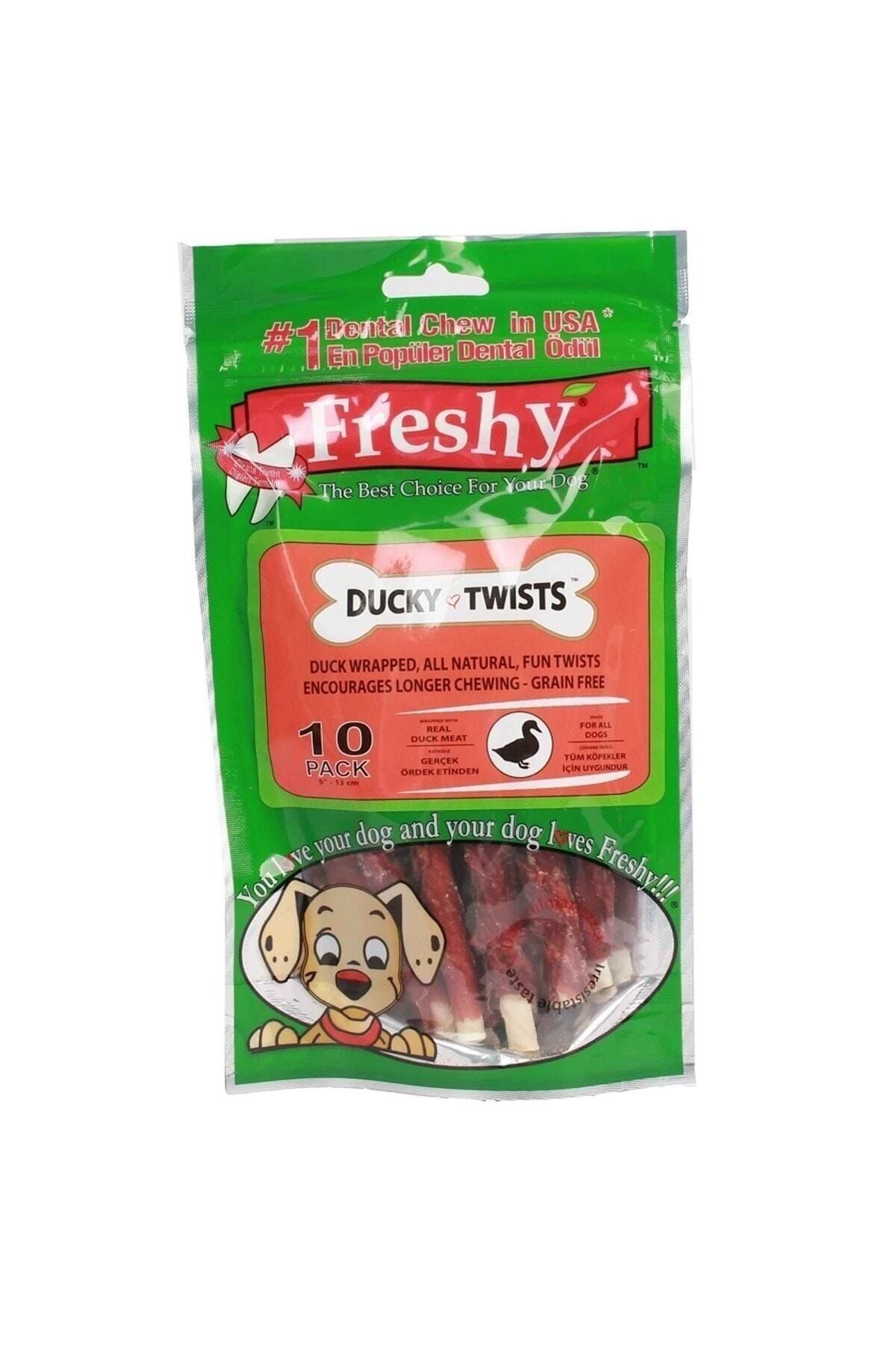 Freshy Ducky Twists - Ördek Kaplı Sütlü Burgu Köpek Ödülü 90 gr - 10 Çubuk