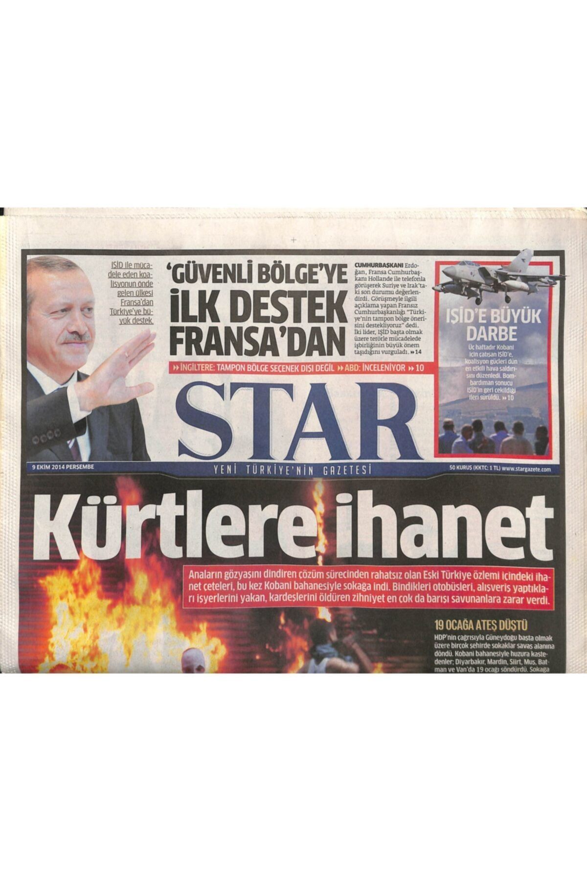 Gökçe Koleksiyon Star Gazetesi 9 Ekim 2014 - Işid'e Büyük Darbe - 1.8 Milyon Kişiye Iş Imkanı