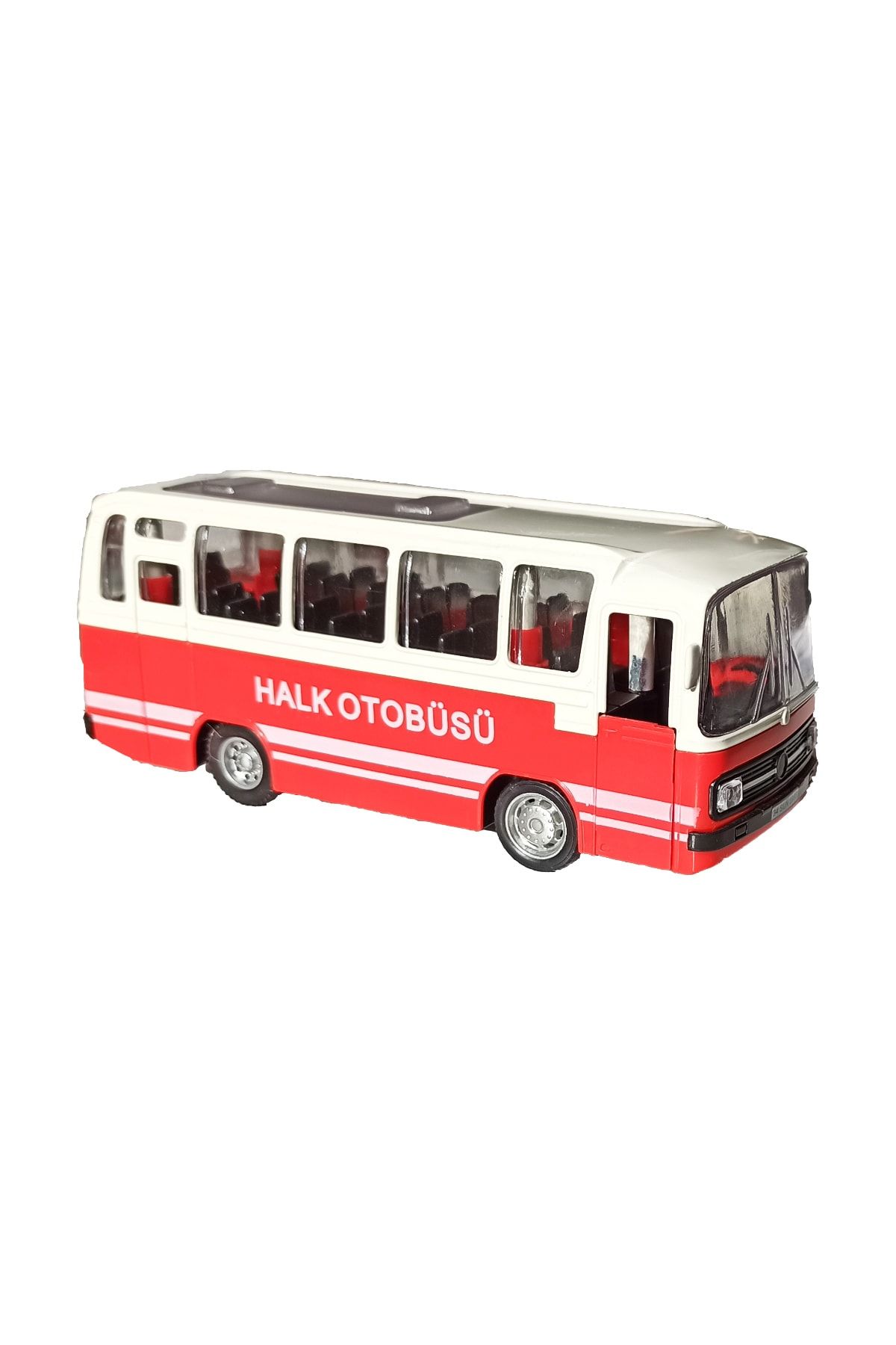 PopŞeker Oyuncak Metal Halk Otobüsü Pilli Sesli Işıklı Çek Bırak Özellikli Kırmızı Halk Otobüsü