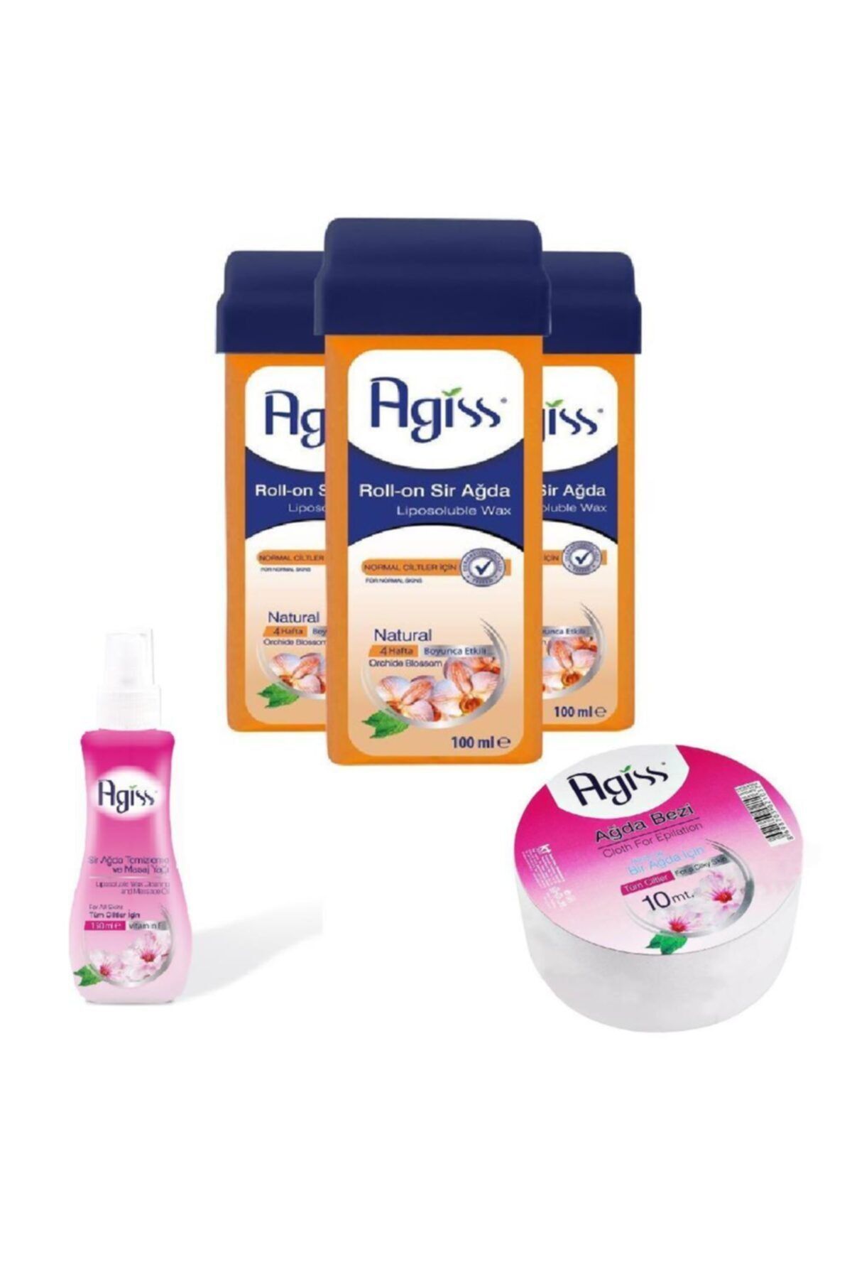 AGISS Roll-on Naturel Sir Ağda 100ml+ Bez 10m + Yağ 5'li Set
