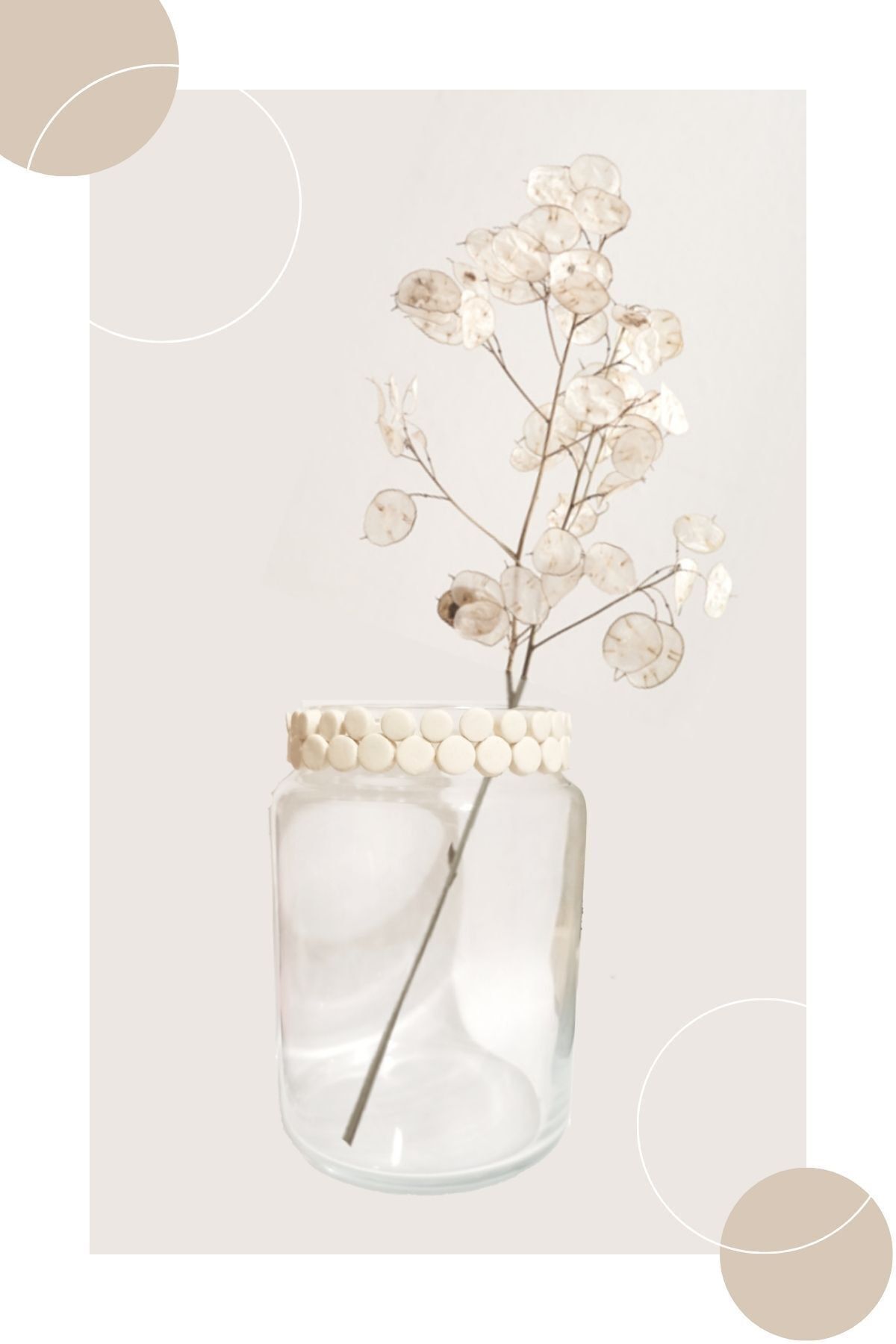 Luna Design Studio Vazo Cam Dekoratif Kuru Çiçek Ve Pampas Özel Tasarım 14 Cm