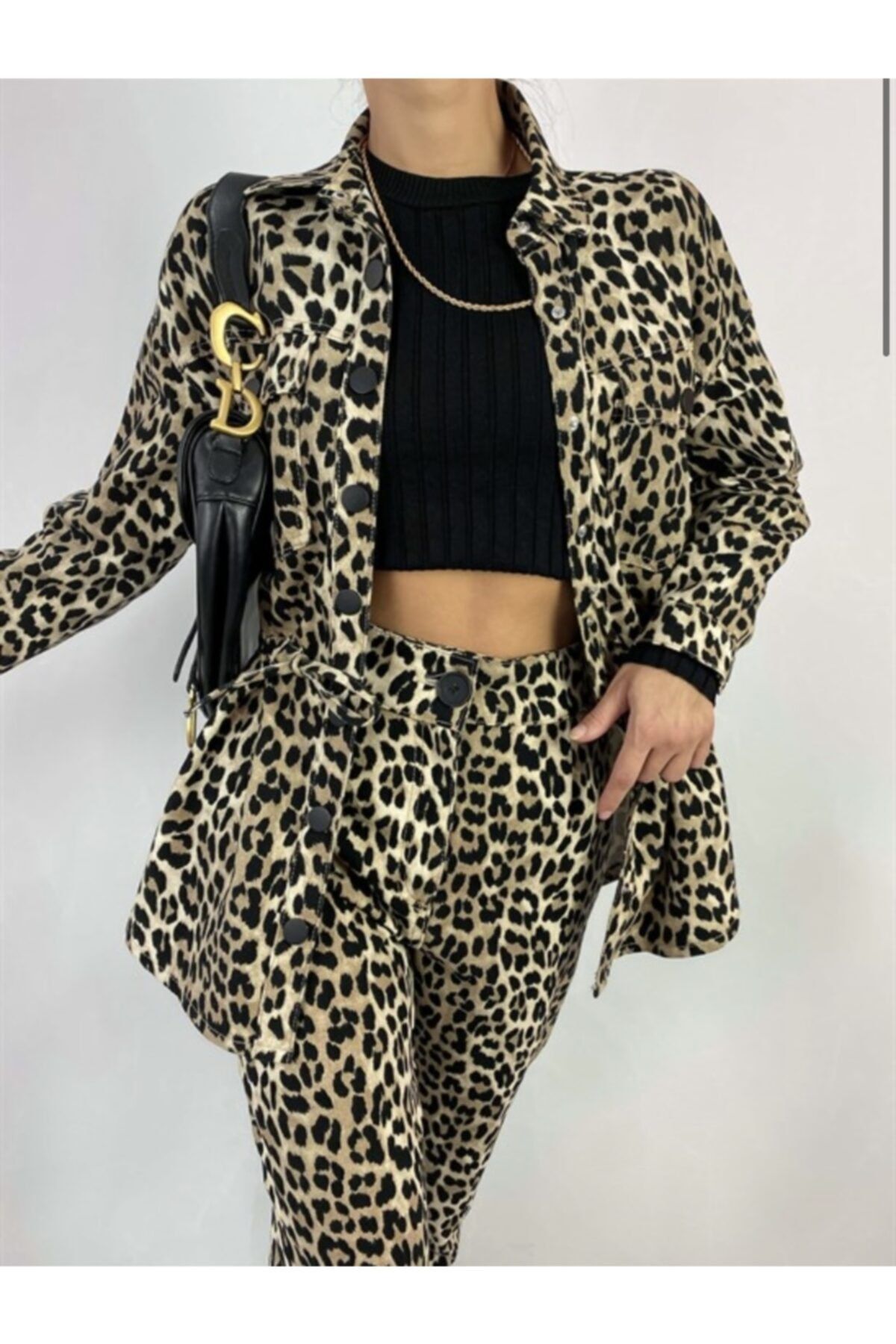 Miyu Accessories Miyu Leopar Desen Gabardin Ceket