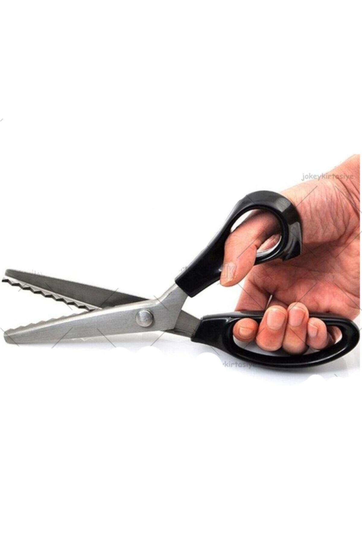 JokeyKırtasiye 1.sınıf Çelik Silikon Saplı Sürfile Zigzag Kesim Makası (230mm)