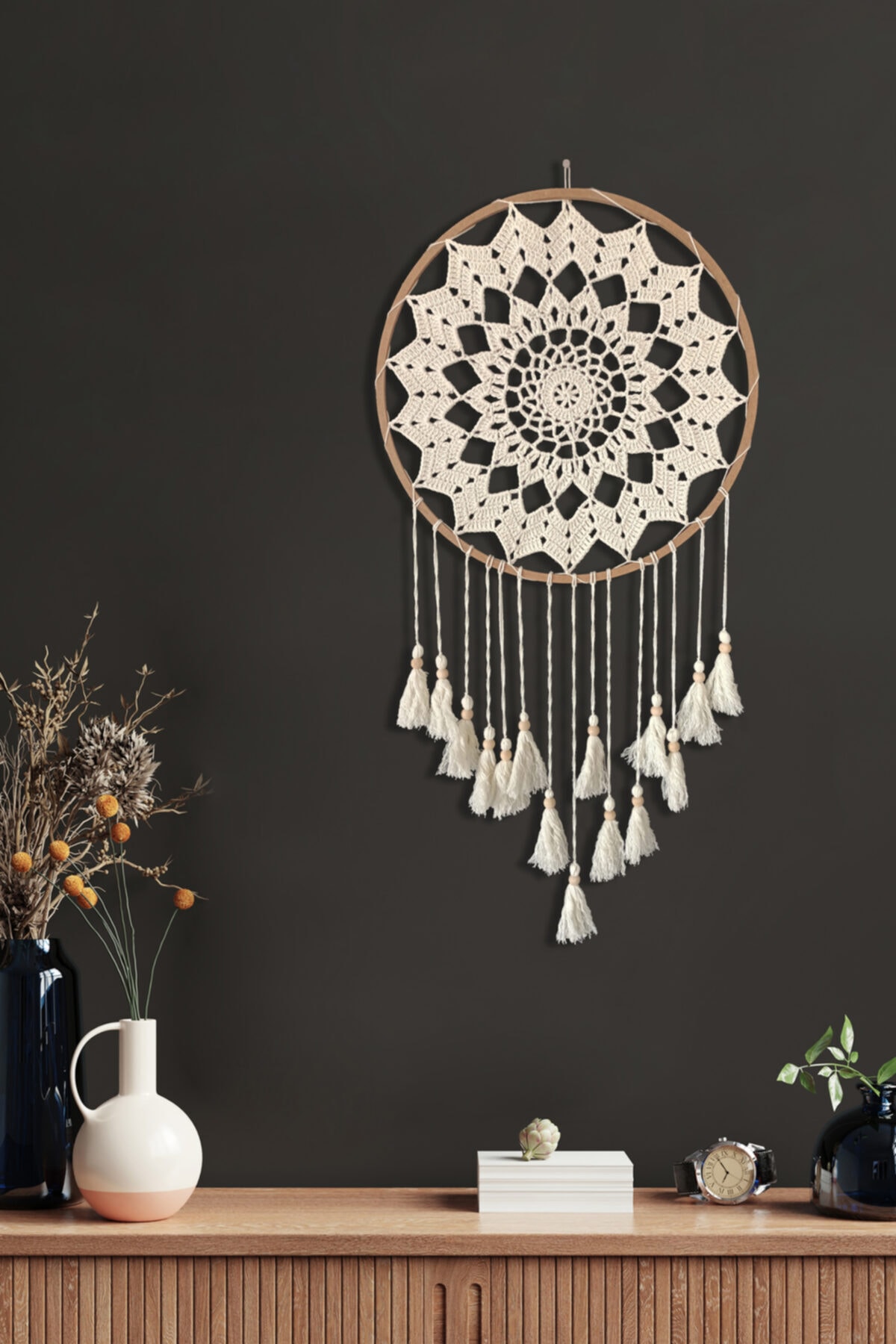 HOMEPACK Düş Kapanı, Rüya Kapanı, Dreamcatcher, Dream Catcher, El Yapımı 38x70 Cm