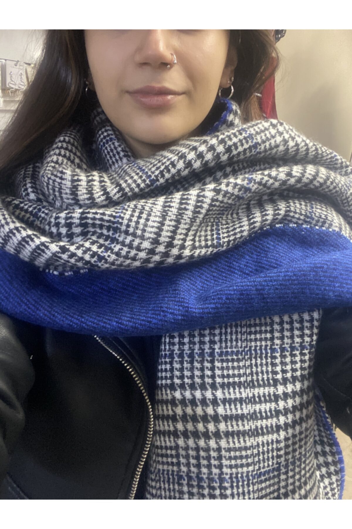 sema aksesuar Çift Taraflı Ekose Atkı Şal