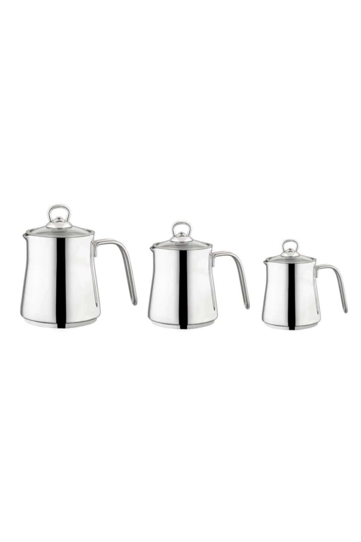 İnci Çelik Bitki Çayı Demlik Seti 3 Boy +süzgeç Hediyeli (450+800+1200 Ml)