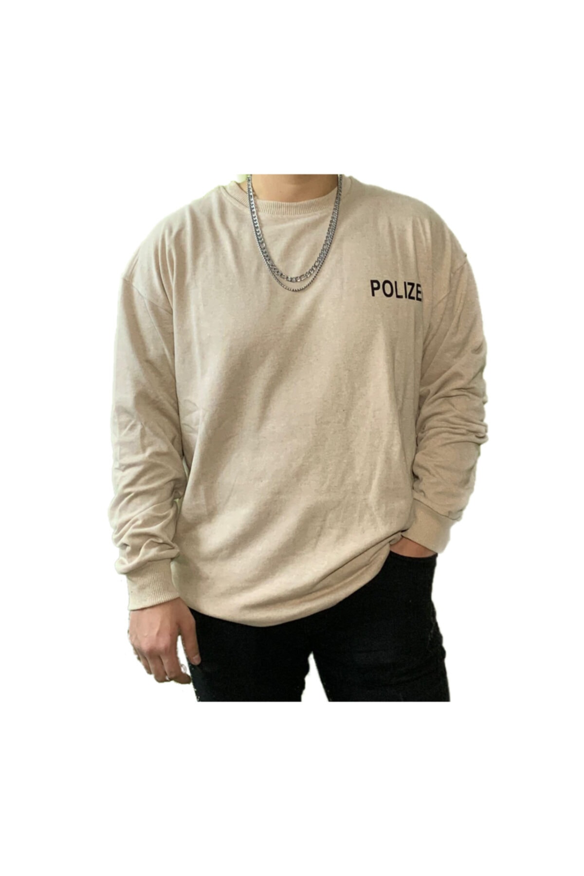 Sightex Kapşonsuz Oversize Baskılı Sweatshirt