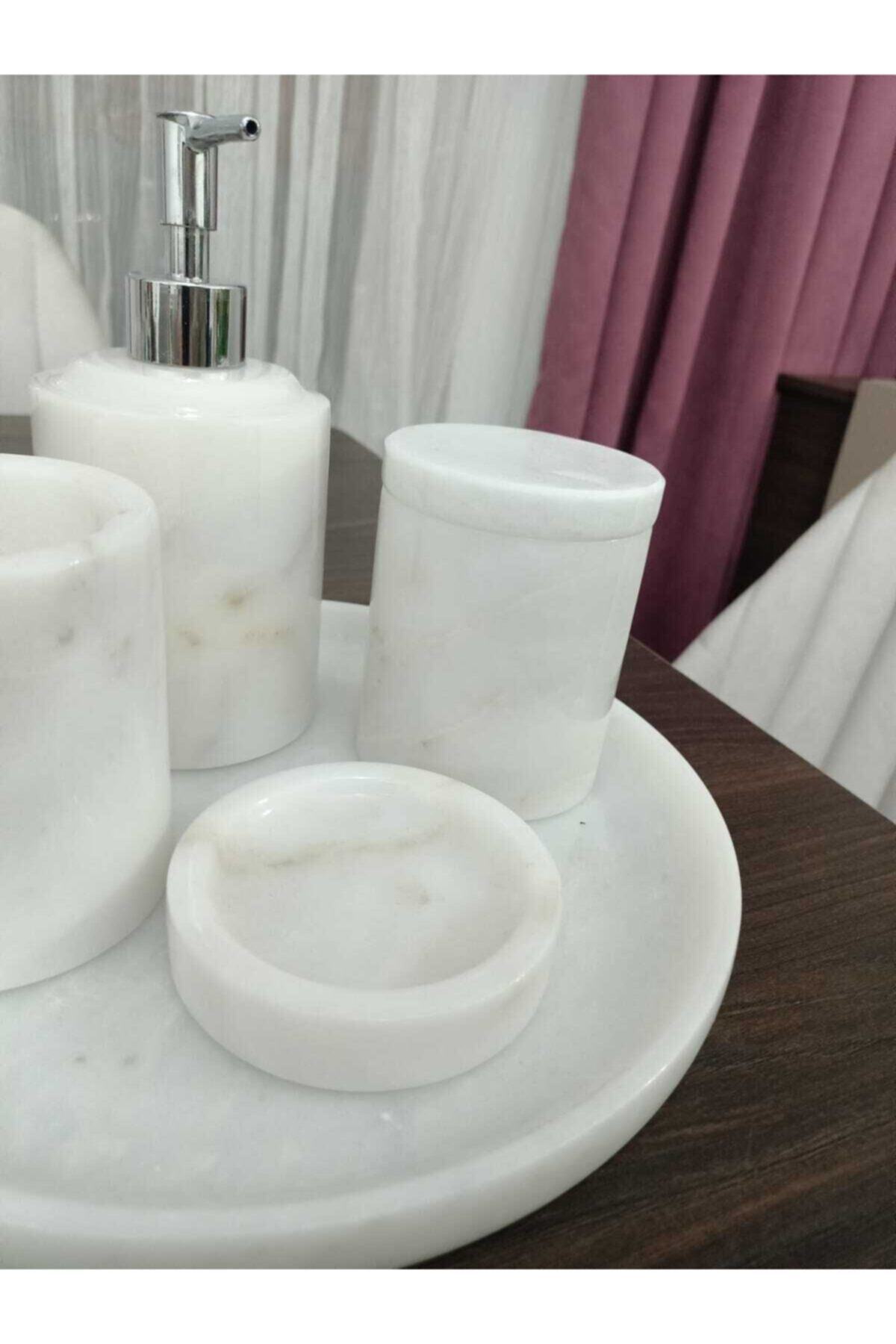 MNS Beyaz Mermer Banyo Seti