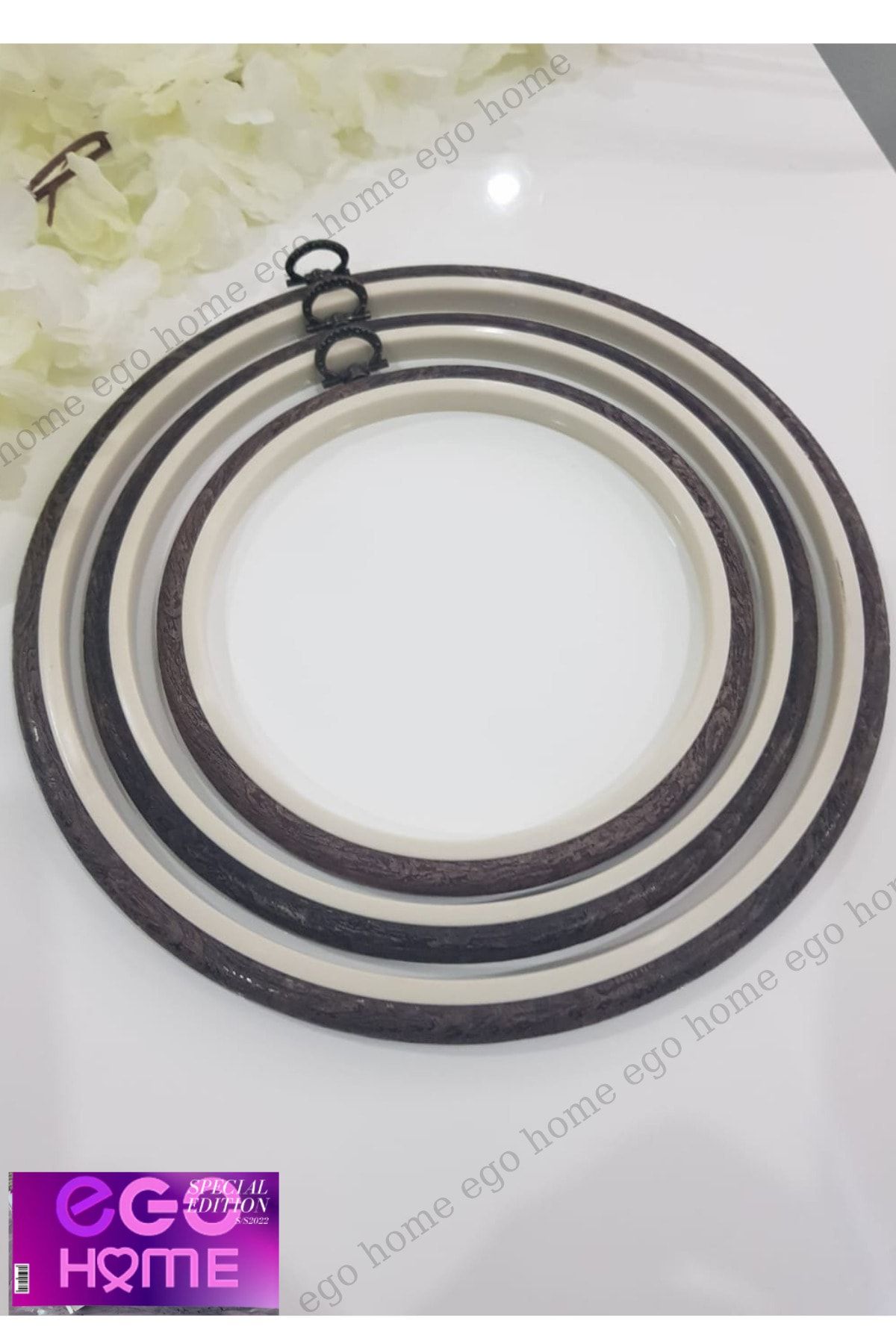 ego home Nurge Yuvarlak Pano Kasnak Seti No:3 No:4 No:5 Ahsap Görünümlü 3 Lü Takım Set No:3-4-5
