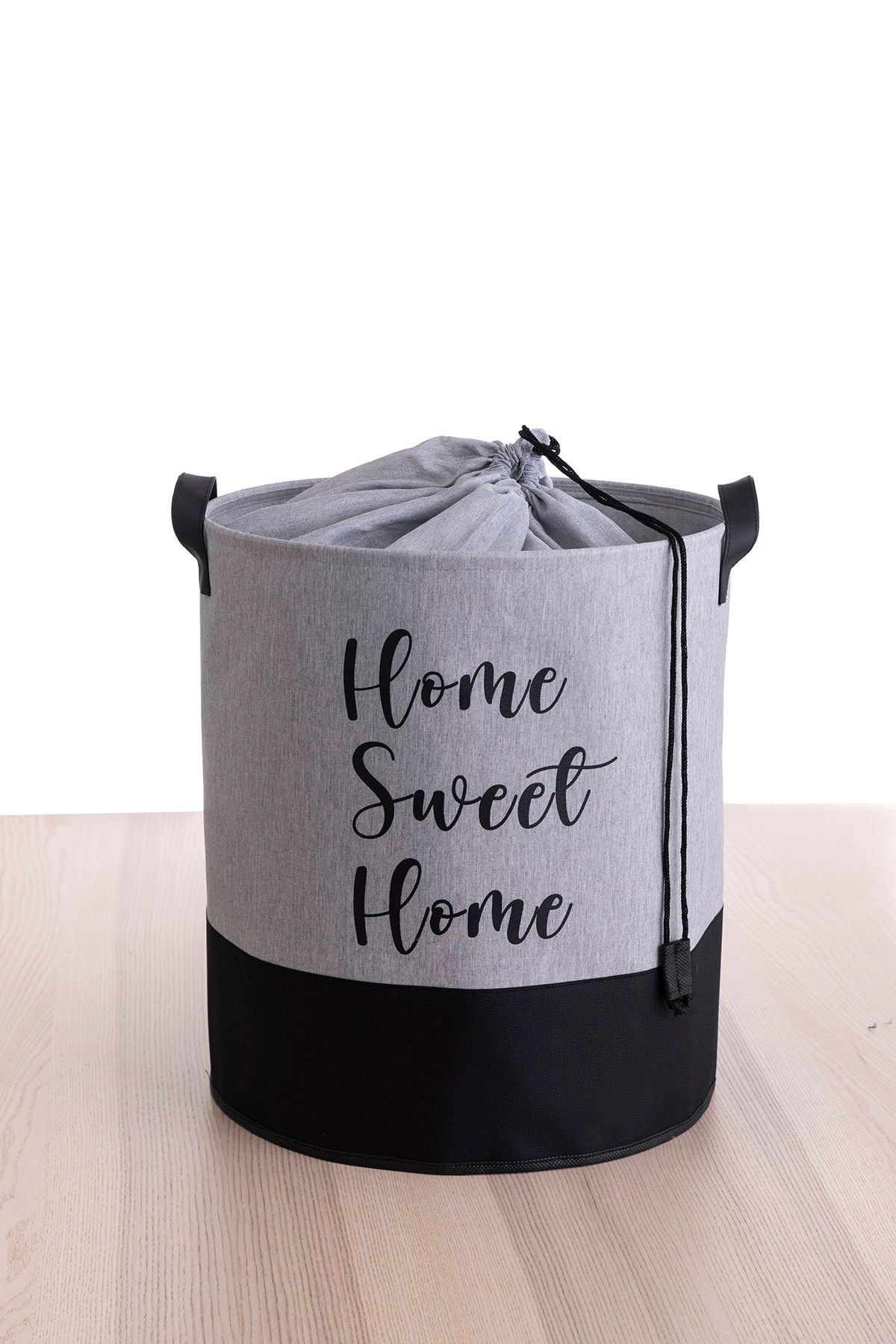 Rope Home Gri Renk Home Sweet Home Silindir Sepet 37x40