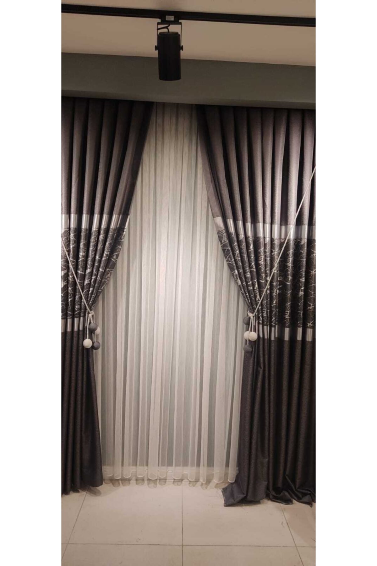 Perdemgelsin Kendinden Çizgili Fantazi Tül 1/3 Sık Pile