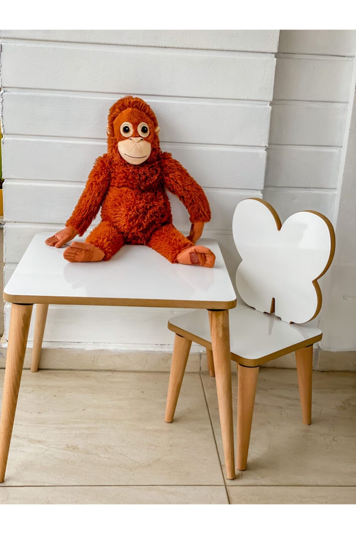 WoodBabyStore Montessori Kelebek Aktivite Masa Sandalye 1+1