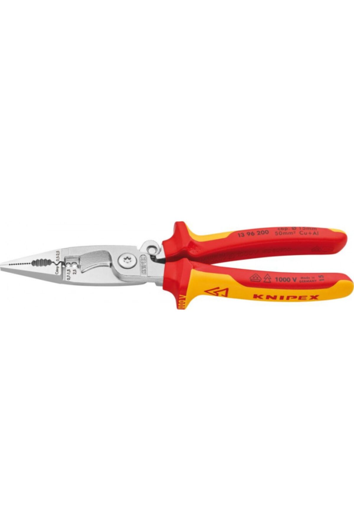 Knipex 13 96 200 Çok Fonksiyonlu Elektrikçi Pense 200 mm Vde