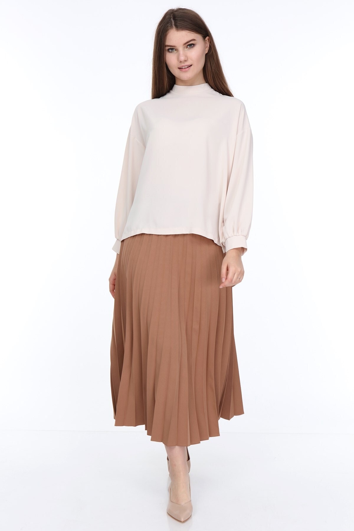 Modagel Rose Pilise Etek - Karamel