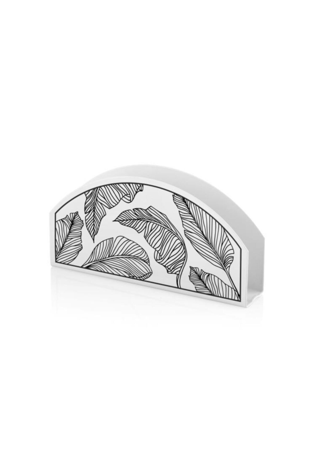 The Mia Beyaz Yaprak Desen Oval Peçetelik 16x8cm