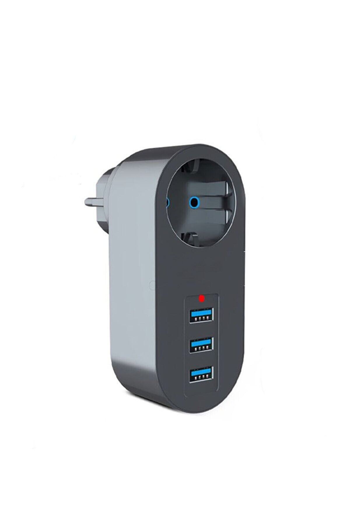 Ecuy 3xusb Termal Akım Korumalı Priz Çocuk Korumalı Akıllı Akım Dengeleme 10a , 2500w , Usb 2.1a
