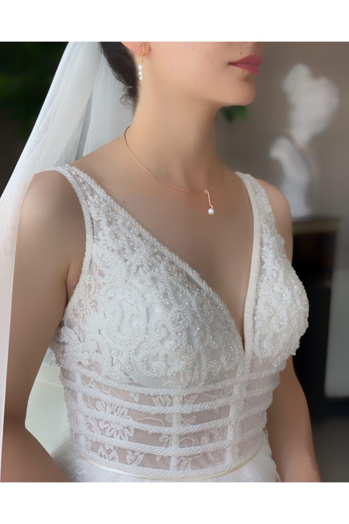 Birinci1926 14 Ayar Altın Choker Model Kolyeli Inci Ikili Set