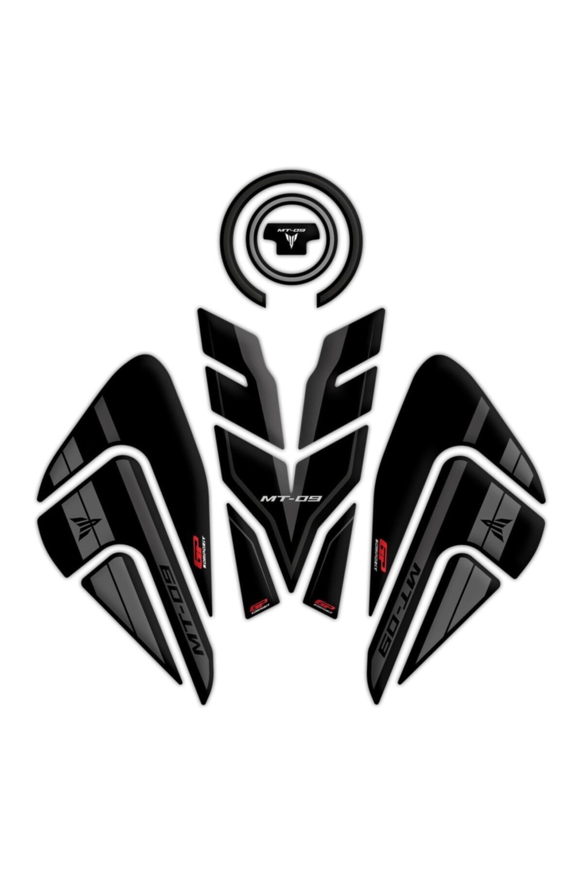 GP KOMPOZİT Yamaha Mt-09 2021 Uyumlu Tank Pad Seti Siyah
