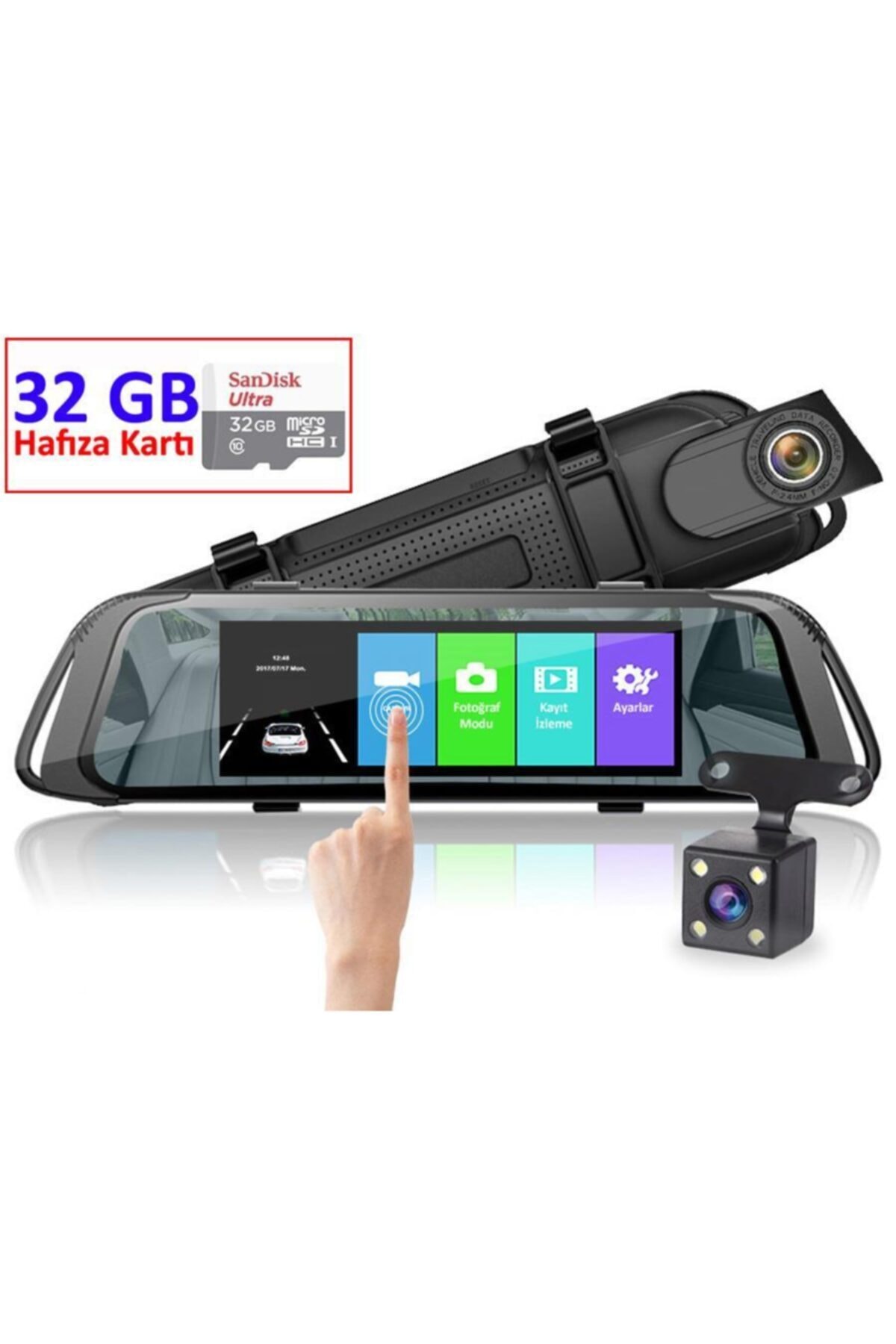 Novatek NT720+32GB Hafıza Kartı IPS Ekran Dikiz Ayna Araç Kamera