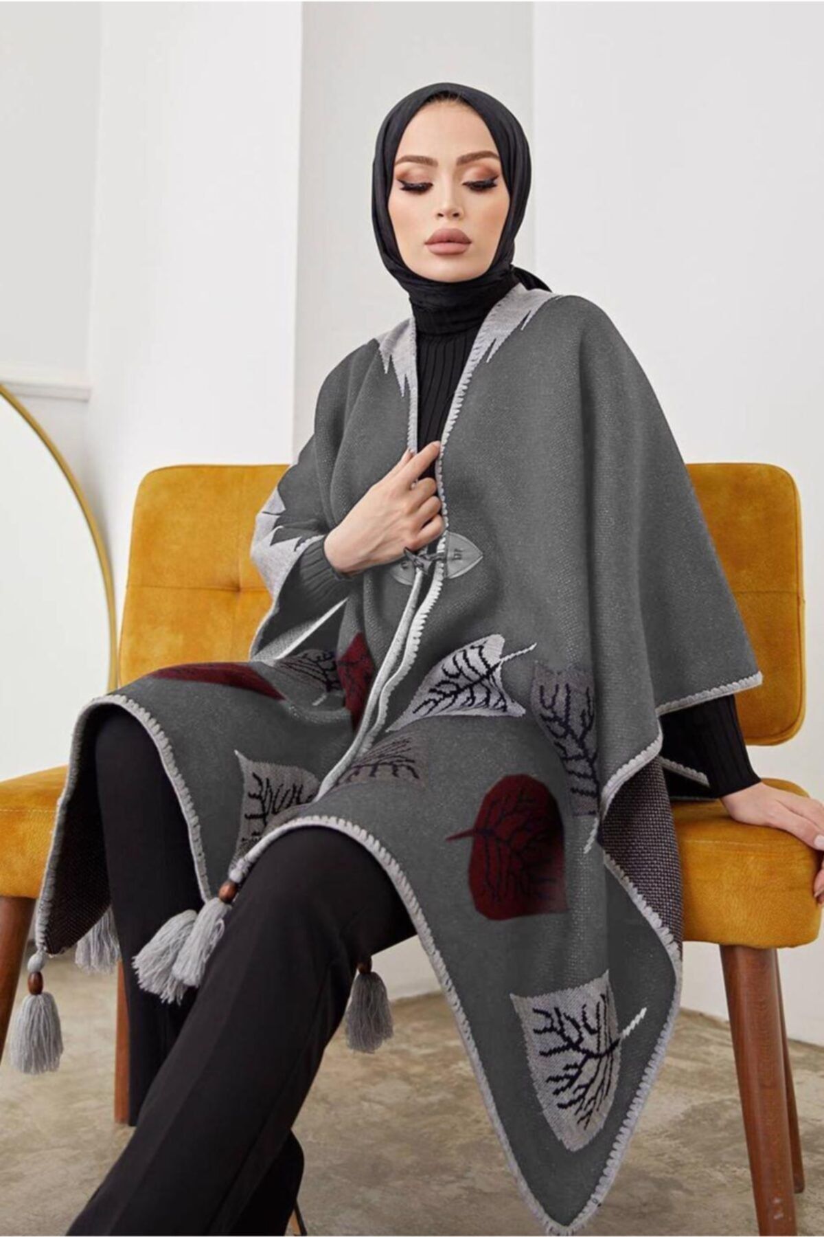 TRENDTESETTÜR Yaprak Desenli Panço 20001