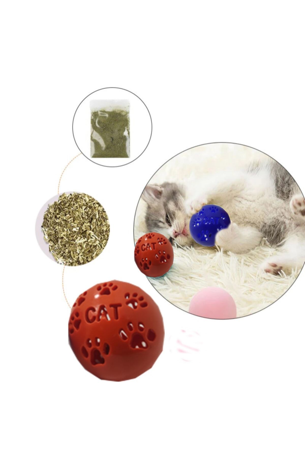 ozzipetshop Kedi Naneli Catni  Oyun Topları Kediniz Bayılacak 2 Adet