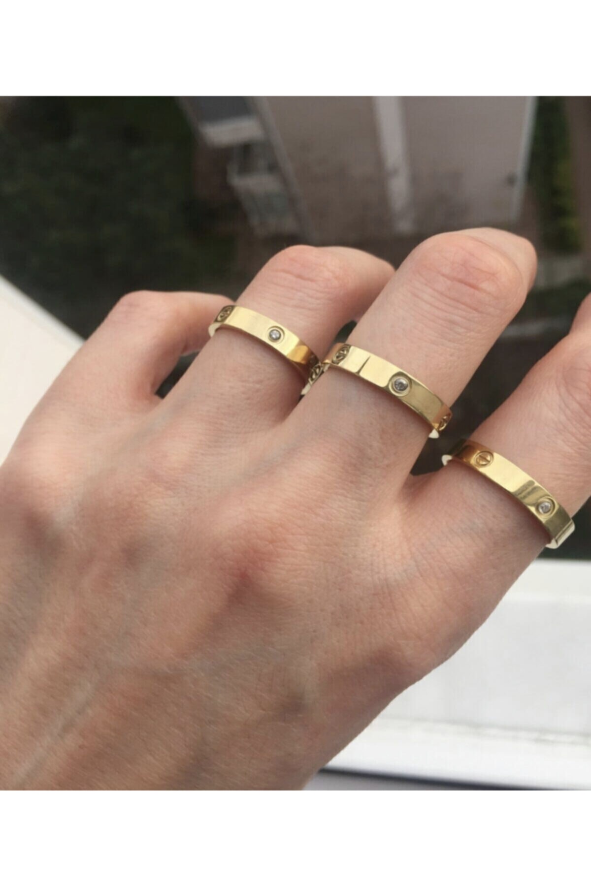 feyzsteel Cartier Taşlı Paslanmaz Çelik Yüzük