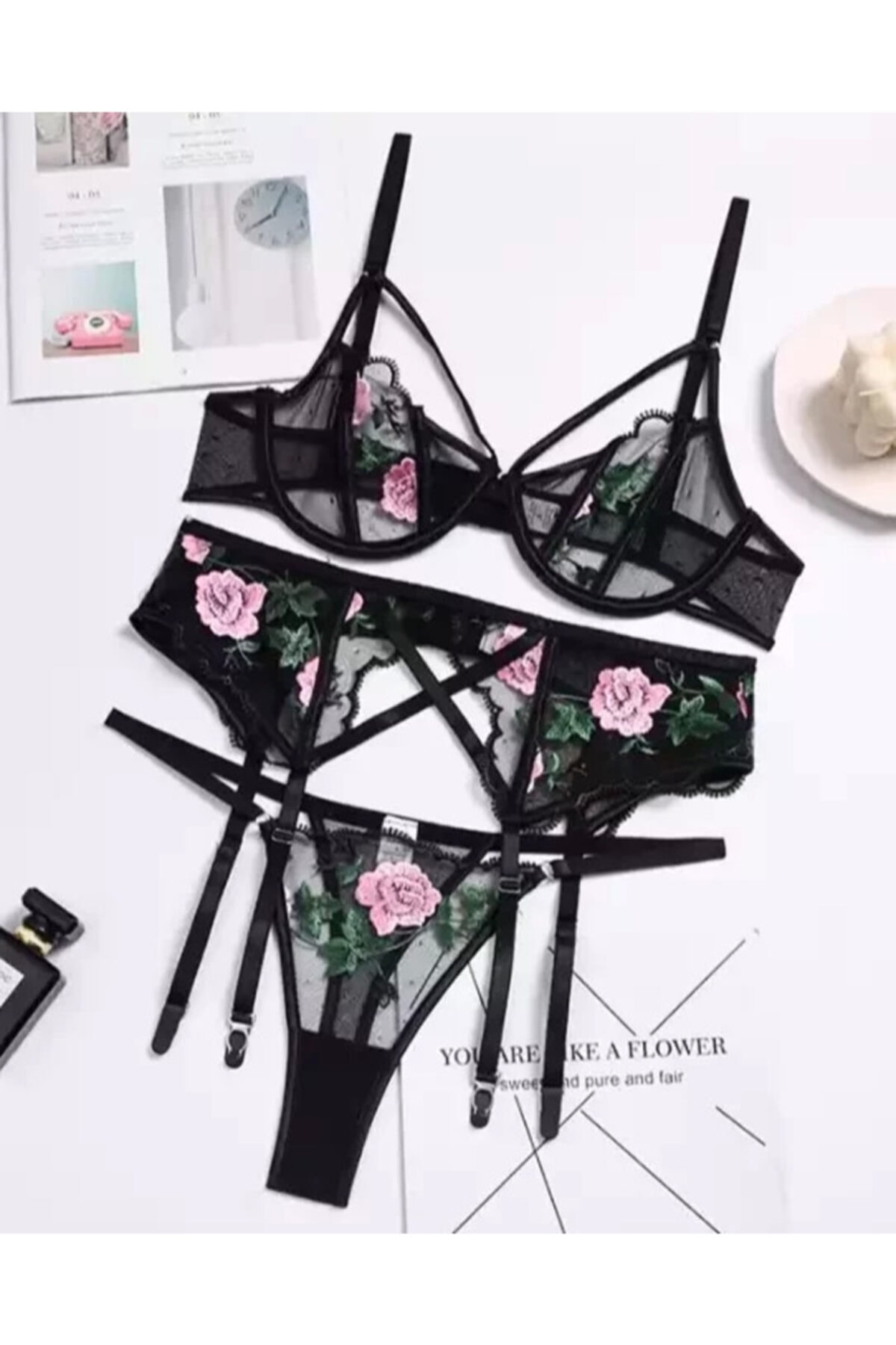 Gaia Underwear Frida Çiçekli Jartiyer Takımı