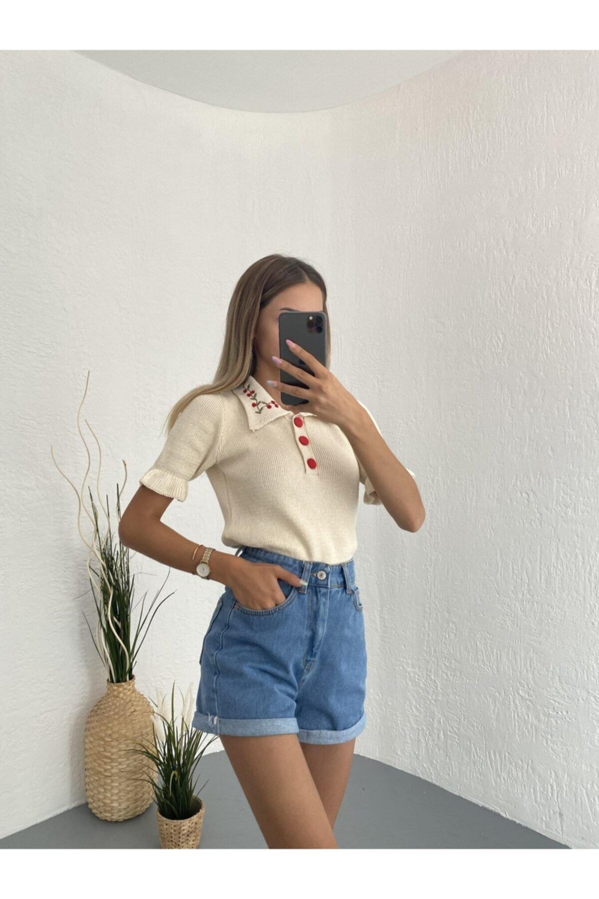 Erşan Giyim Duble Paça Kot Şort Açık Mavi Mom8013159