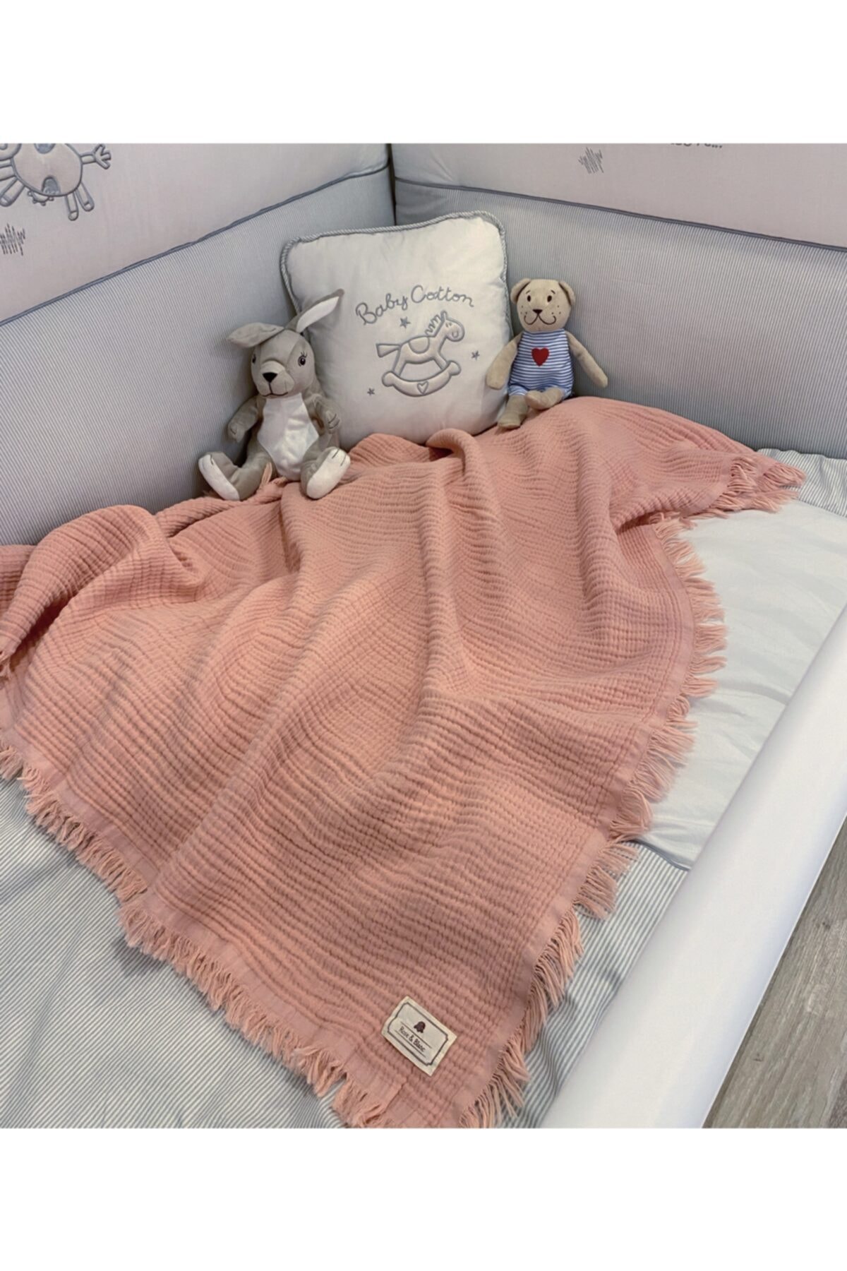Rose & Blanc Pudra Pembe 100% Pamuk 4 Katlı Müslin Bebek&çocuk Battaniye 110x120cm